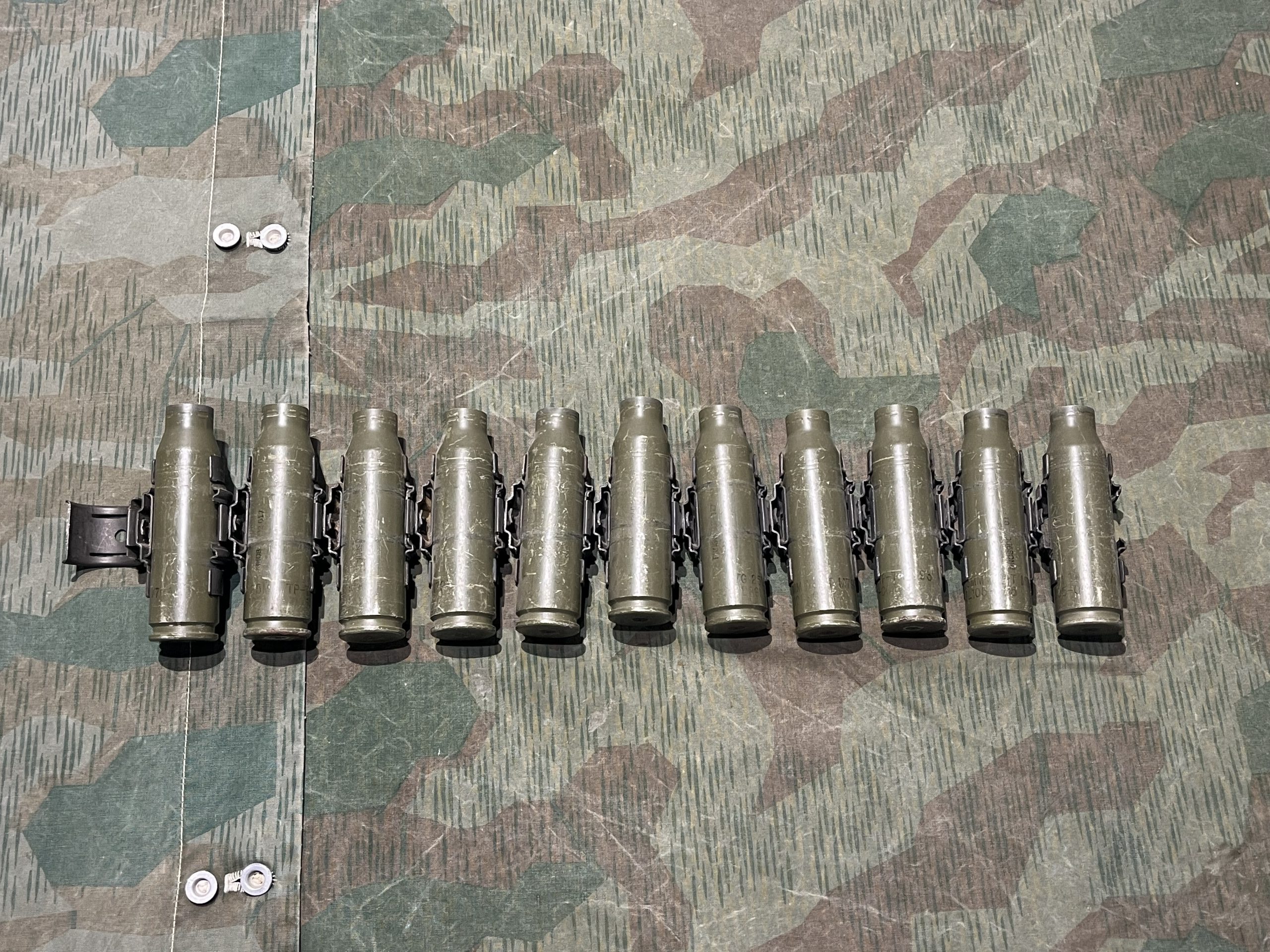 Inert 25mm Bushmaster Spent Rounds w/ Links