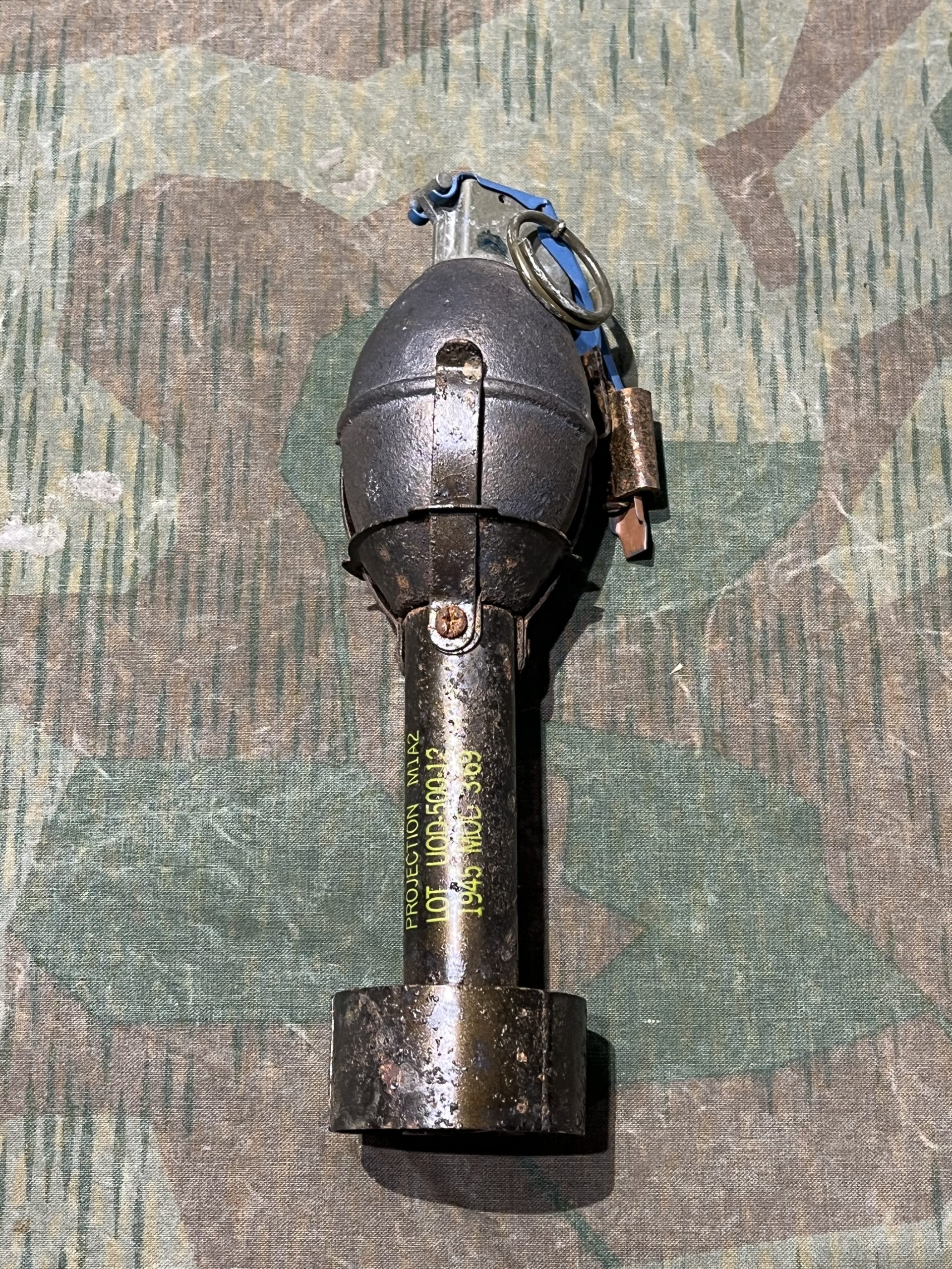 Original U.S. WWII Inert 1945 Dated M1A2 Rifle Grenade Adapter w/ Dummy Grenade
