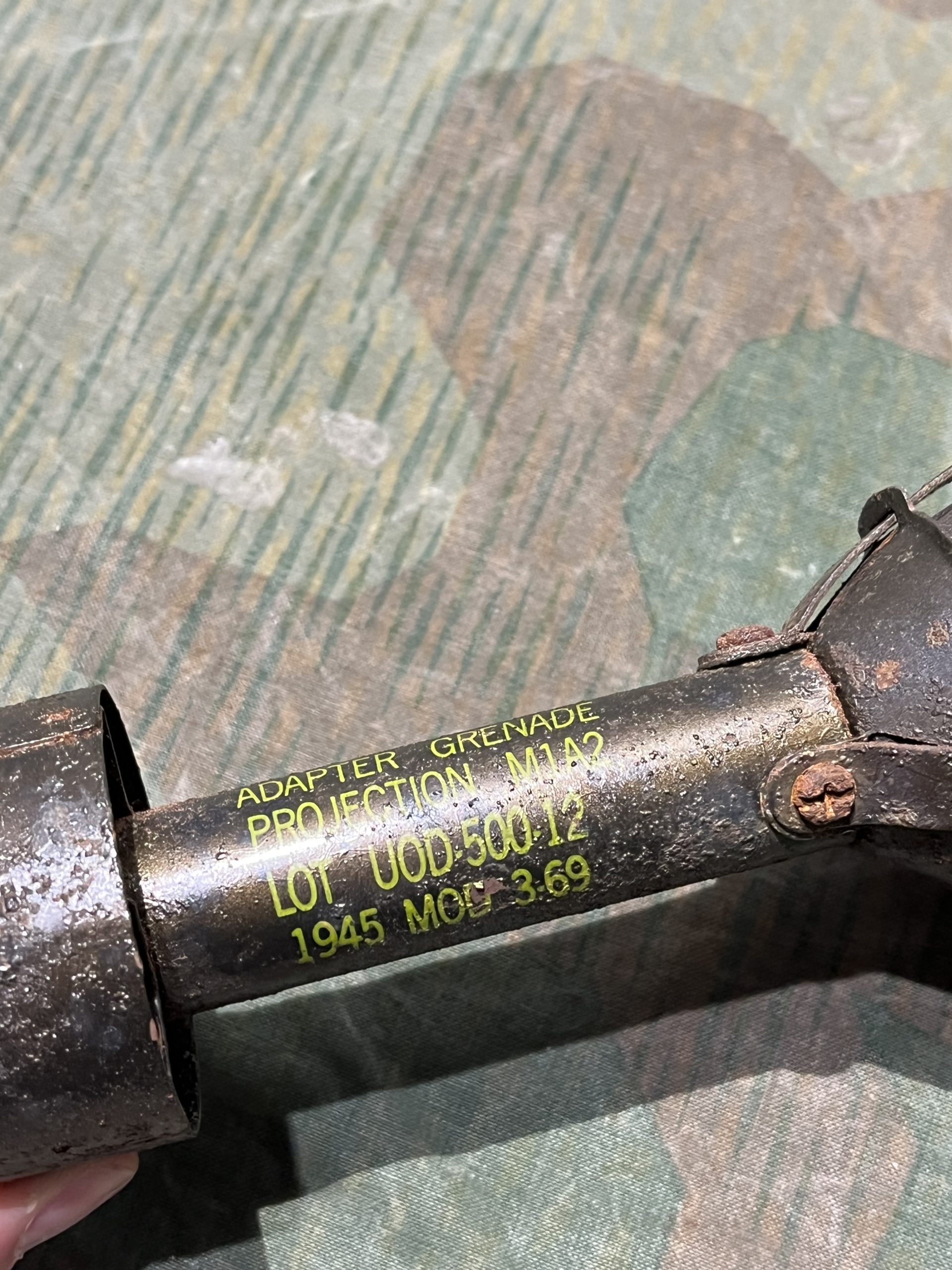 Original U.S. WWII Inert 1945 Dated M1A2 Rifle Grenade Adapter w/ Dummy Grenade - Image 4