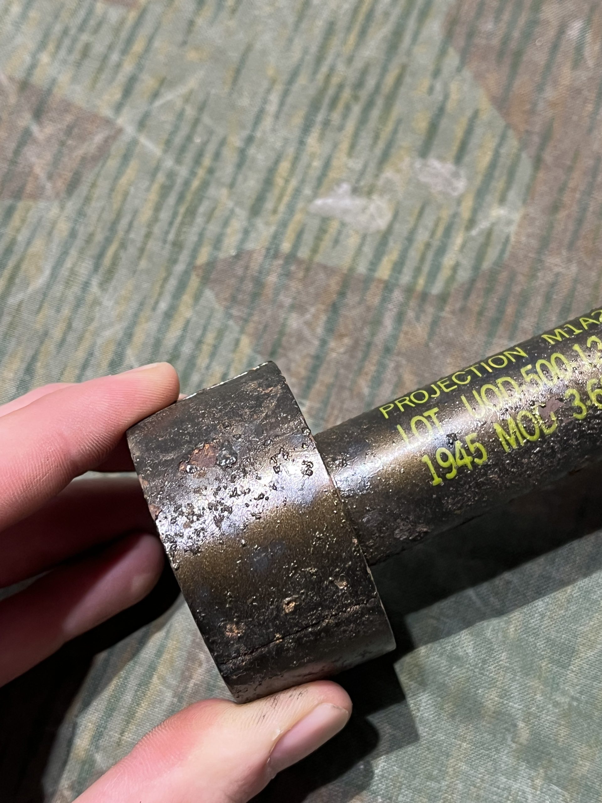 Original U.S. WWII Inert 1945 Dated M1A2 Rifle Grenade Adapter w/ Dummy Grenade - Image 6