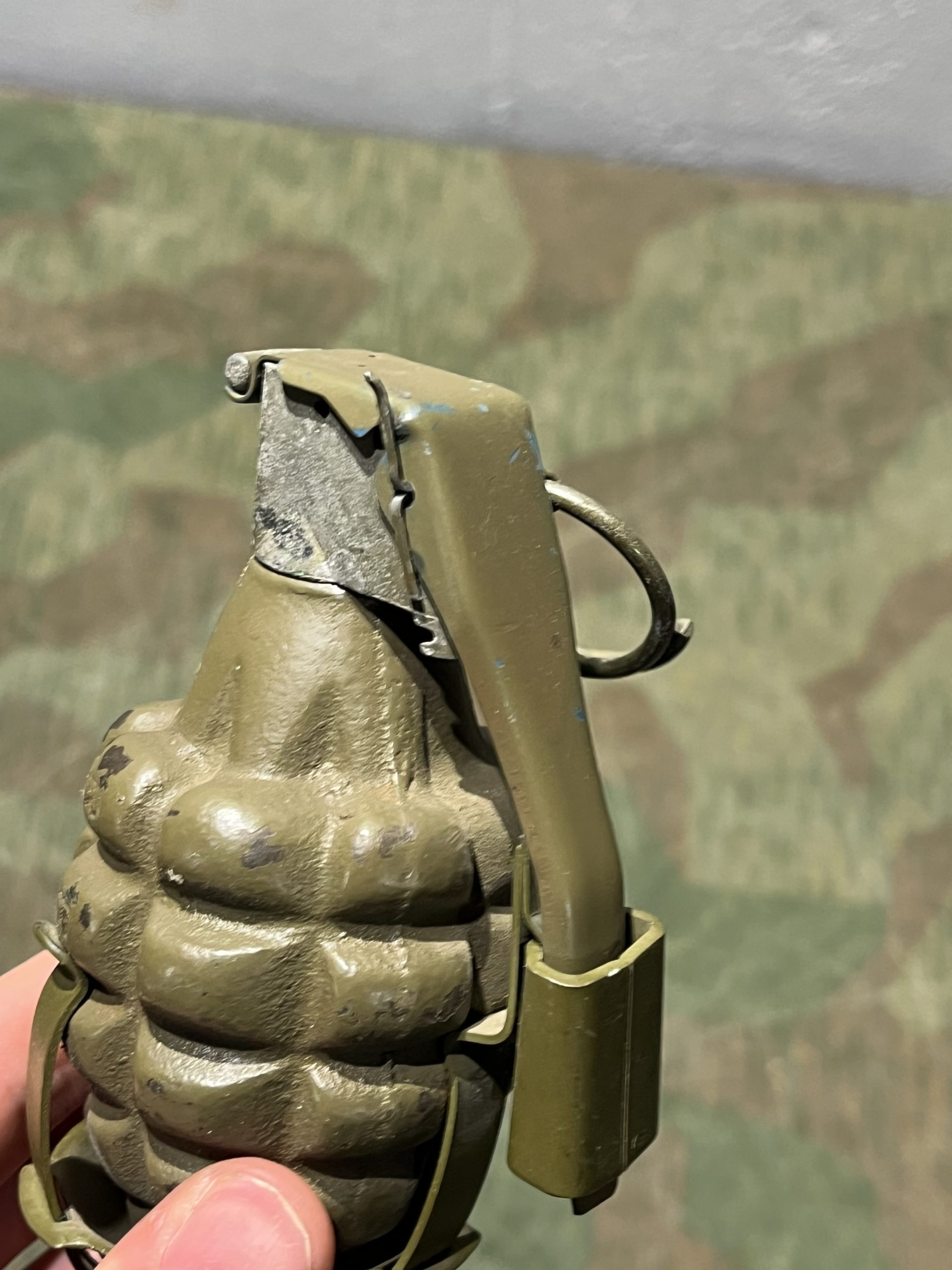 Original U.S. WWII Inert 1945 Dated M1A2 Rifle Grenade Adapter w/ Dummy Pineapple Grenade - Image 11