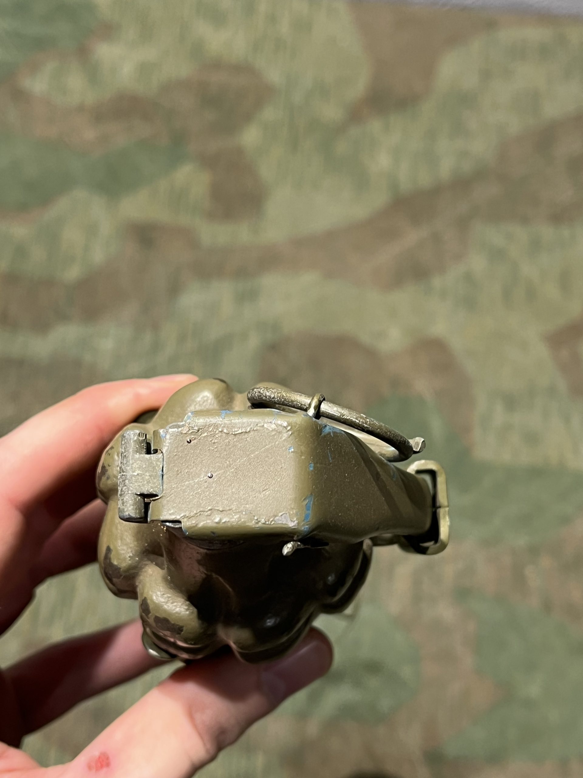 Original U.S. WWII Inert 1945 Dated M1A2 Rifle Grenade Adapter w/ Dummy Pineapple Grenade - Image 12