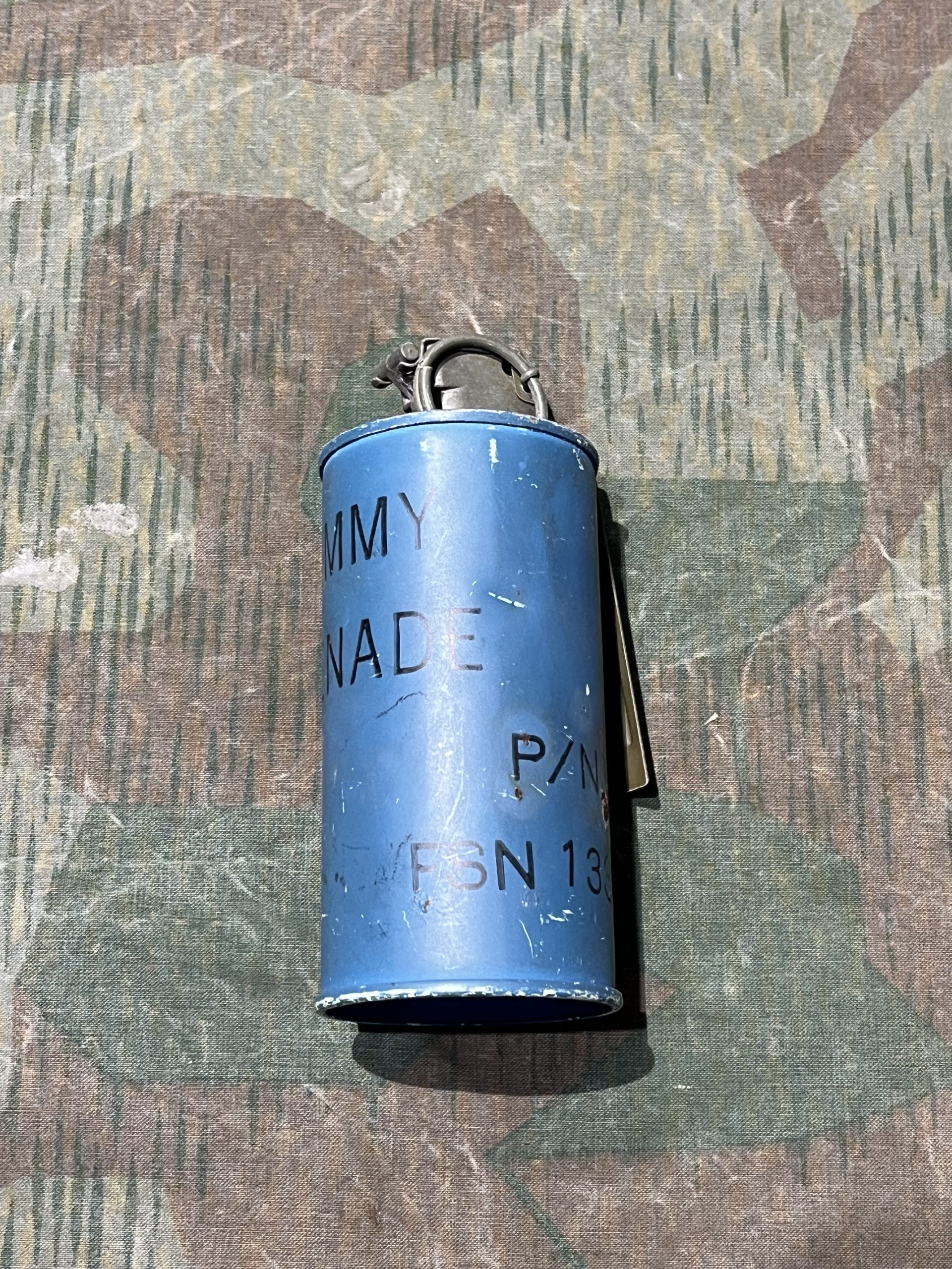 Original U.S. WWII / Korean War Era INERT Blue Training M18 Smoke Grenade w/ M201A1 Fuze