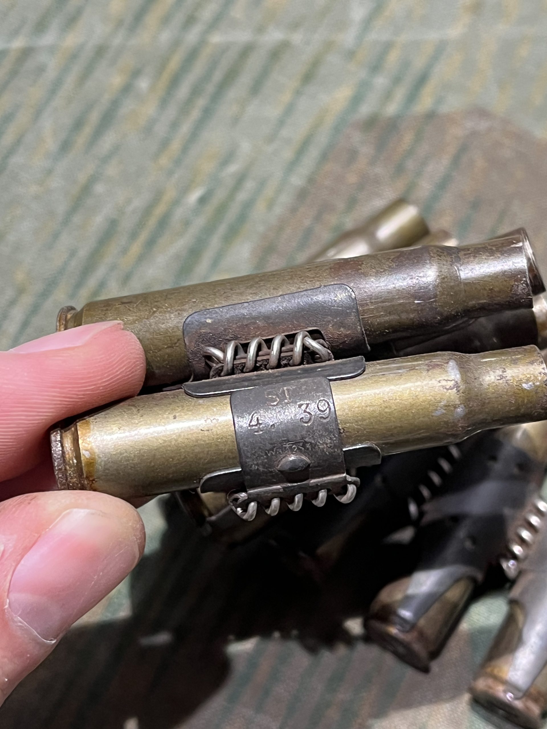 Original WW2 German Mg34 Mg42 1939 Dated 50rd Belt w/ Marked Spent Casings - Image 2