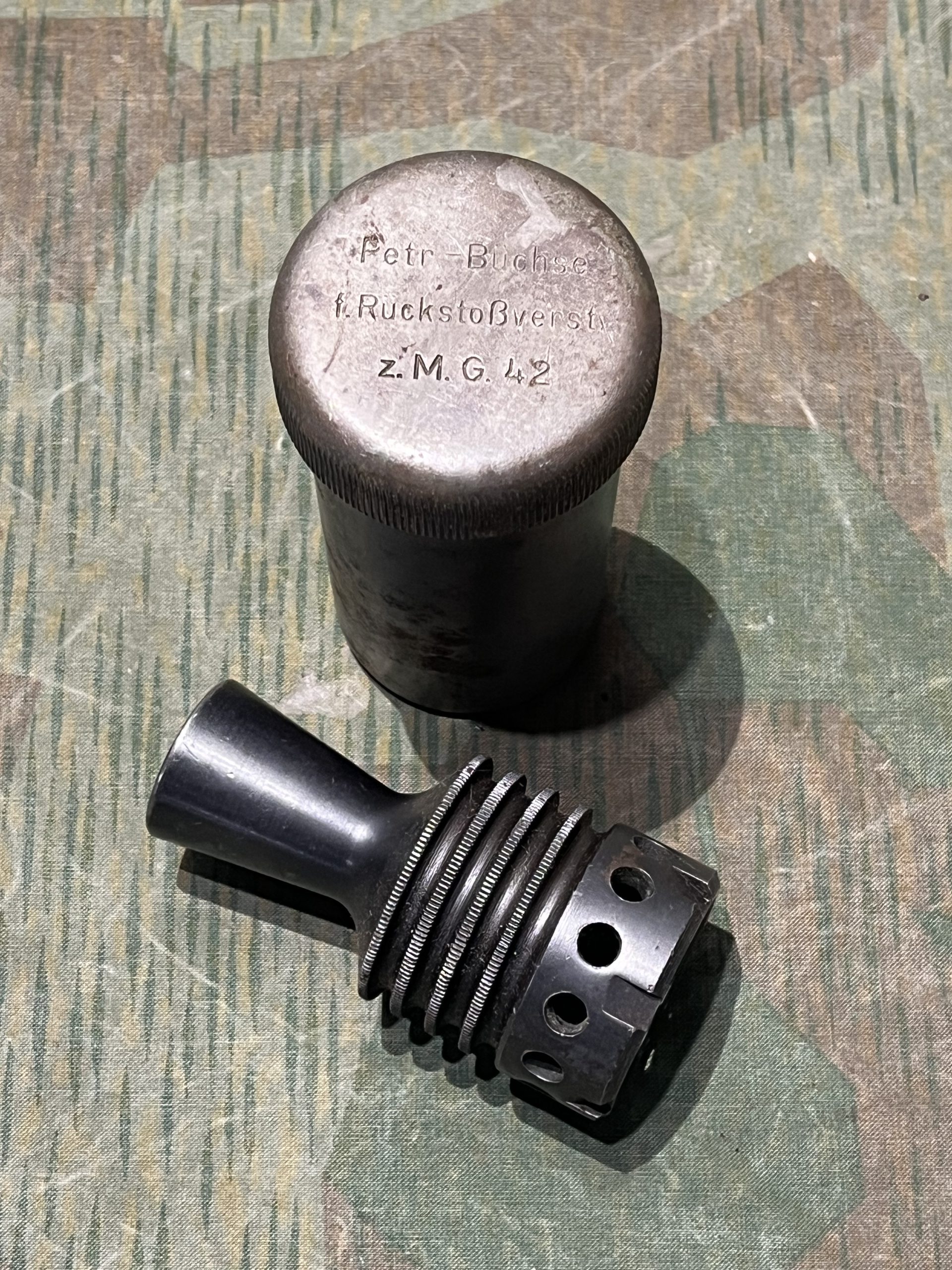 Original WW2 German MG42 Cleaning Can / Soaking Tube w/ Flash Hider