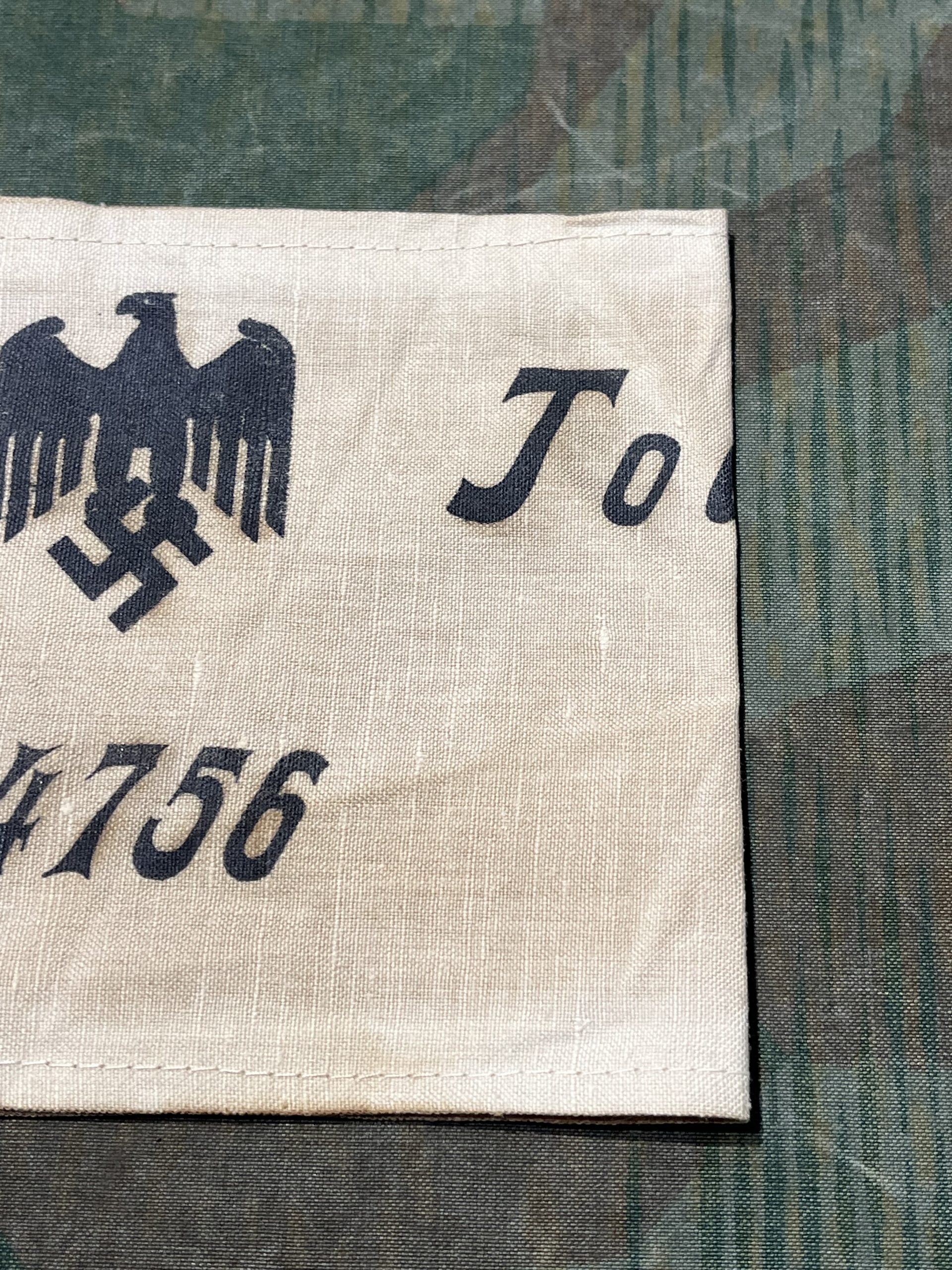 WW2 German Fake Aged Organisation Todt Uniform Armband - Image 3