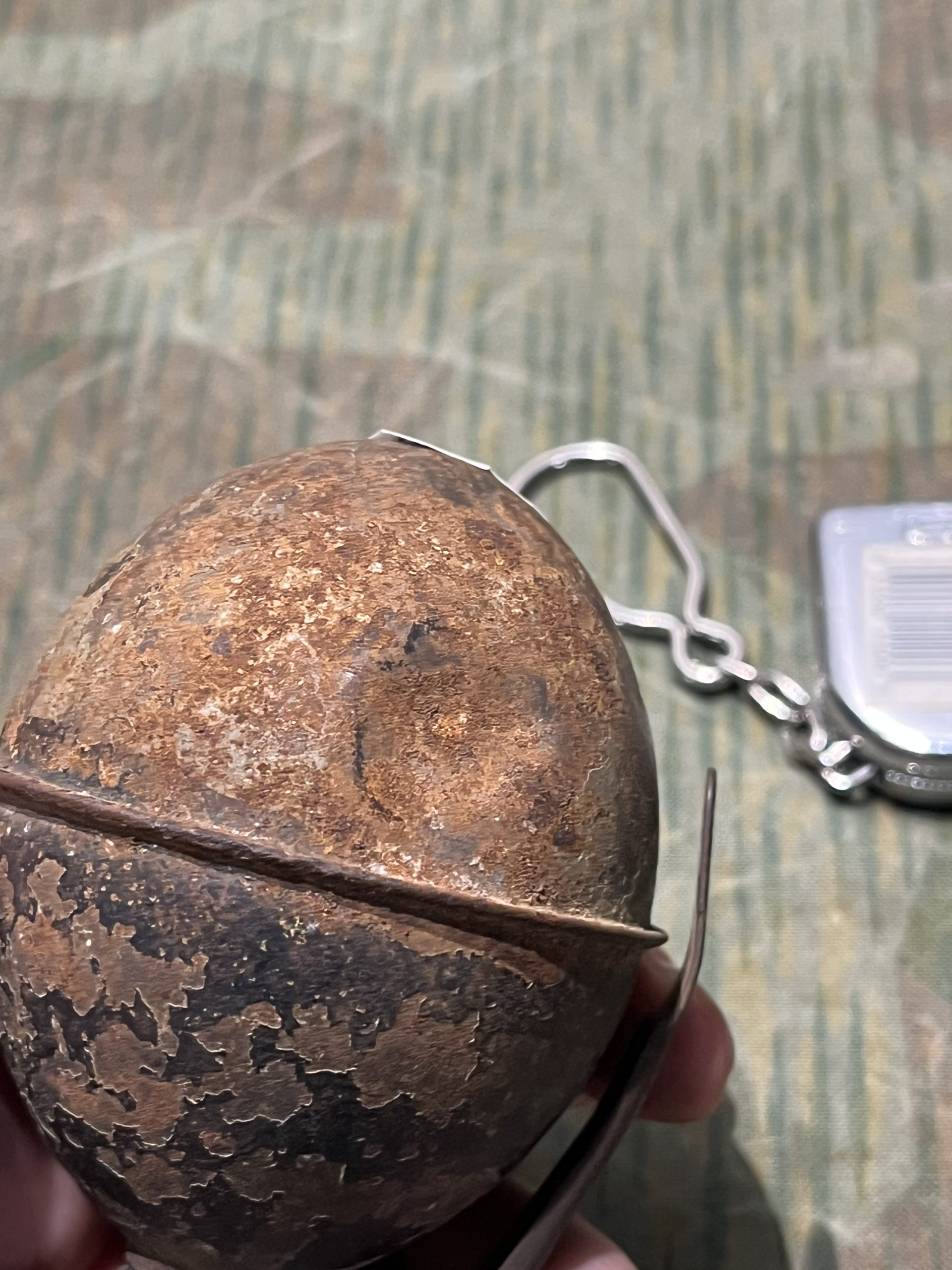 Original French WWI Blue Egg Hand Grenade Inert 1915 - 1917 Oeuf Bleu - Image 11