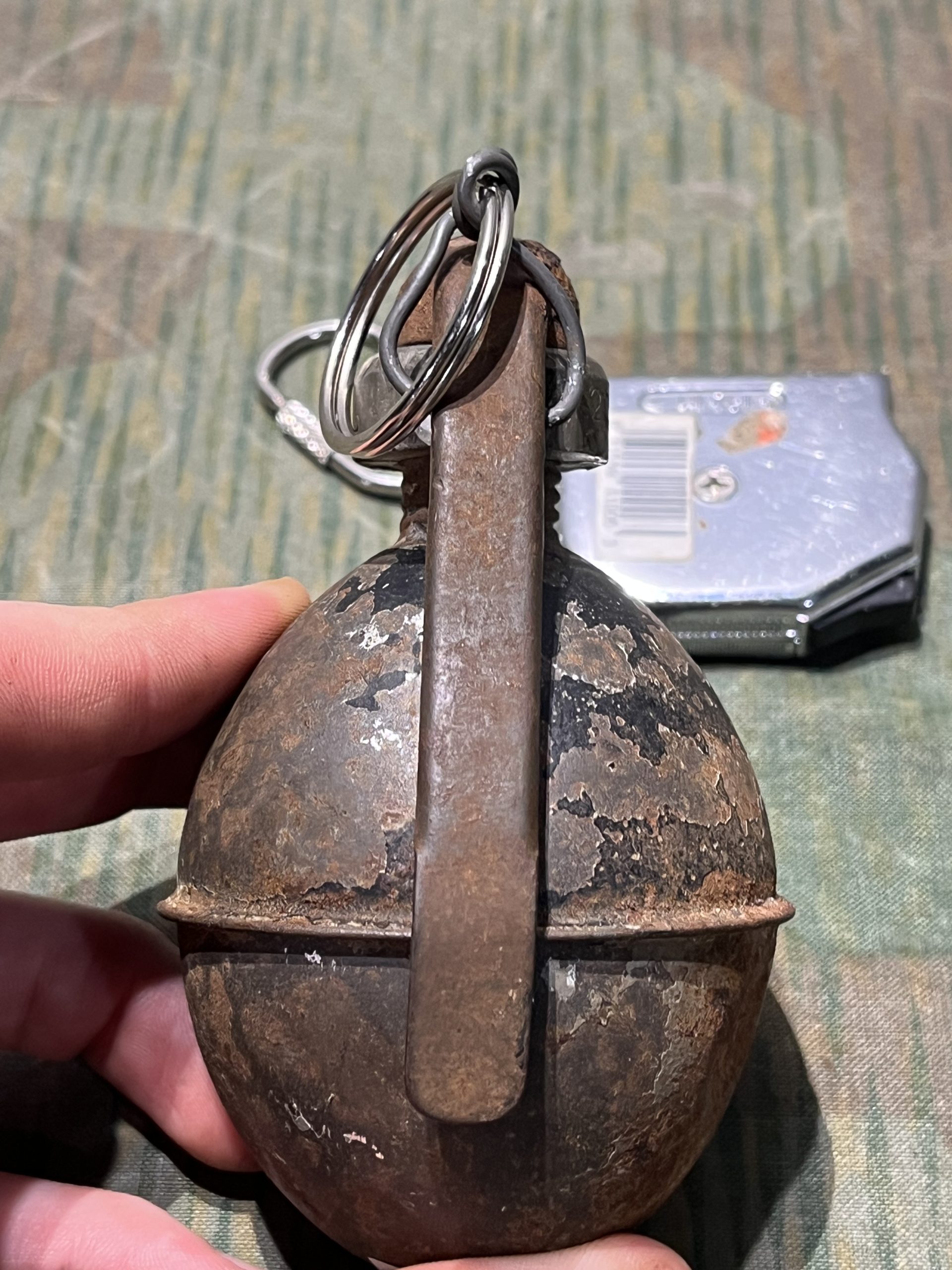 Original French WWI Blue Egg Hand Grenade Inert 1915 - 1917 Oeuf Bleu - Image 12