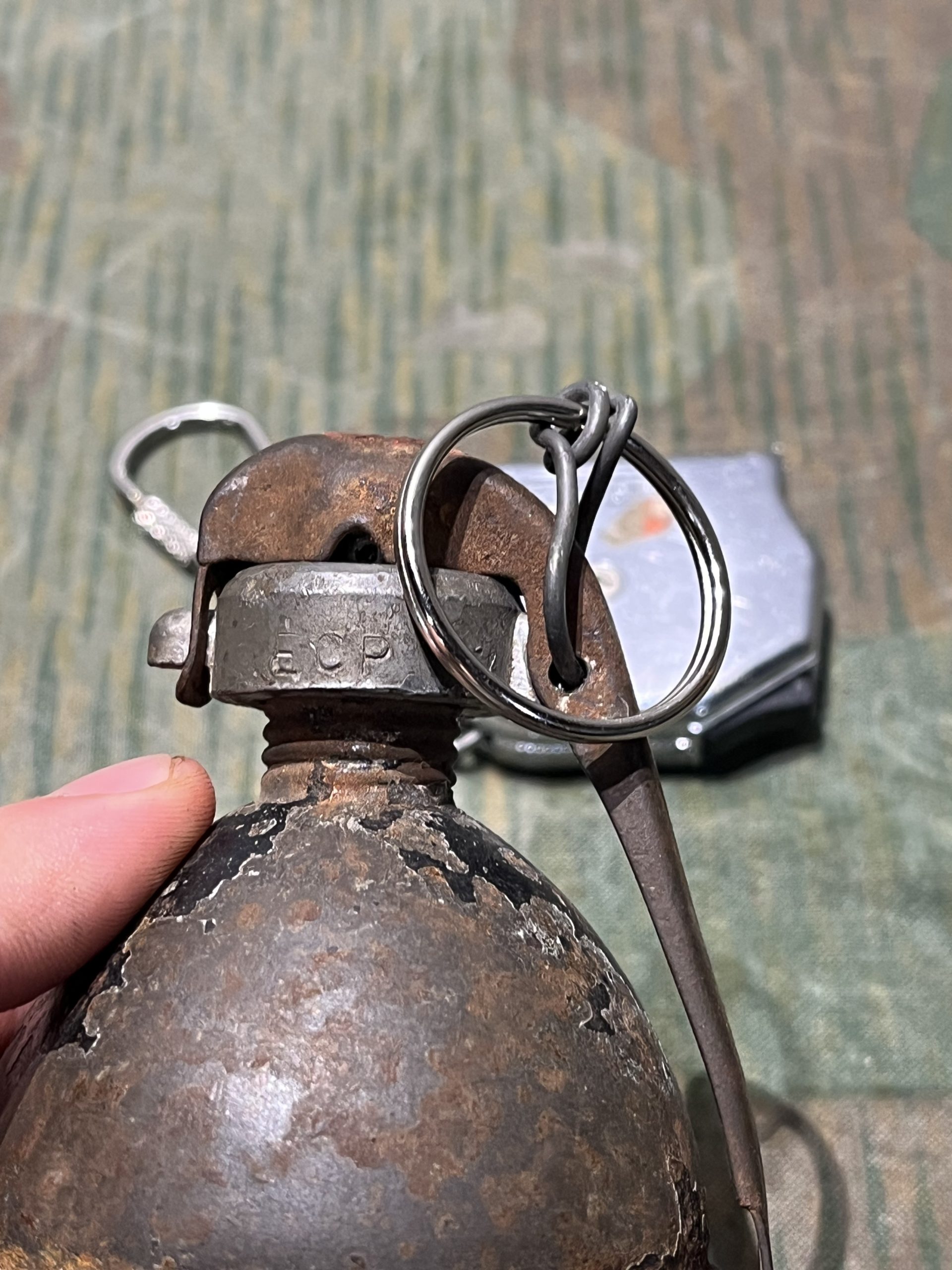 Original French WWI Blue Egg Hand Grenade Inert 1915 - 1917 Oeuf Bleu - Image 13