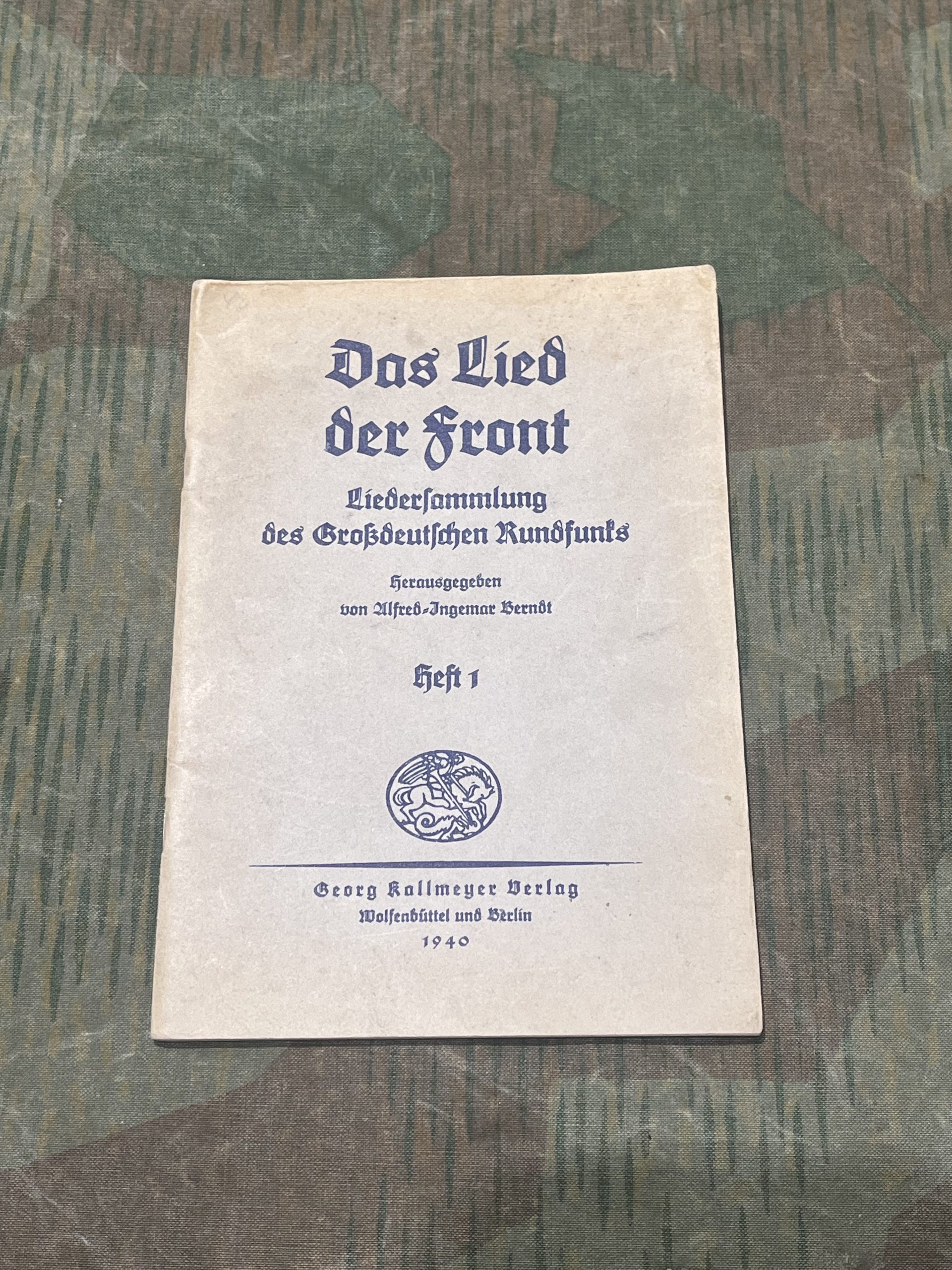 Original WW2 German "Das Lied Der Front" Songbook Dated 1940