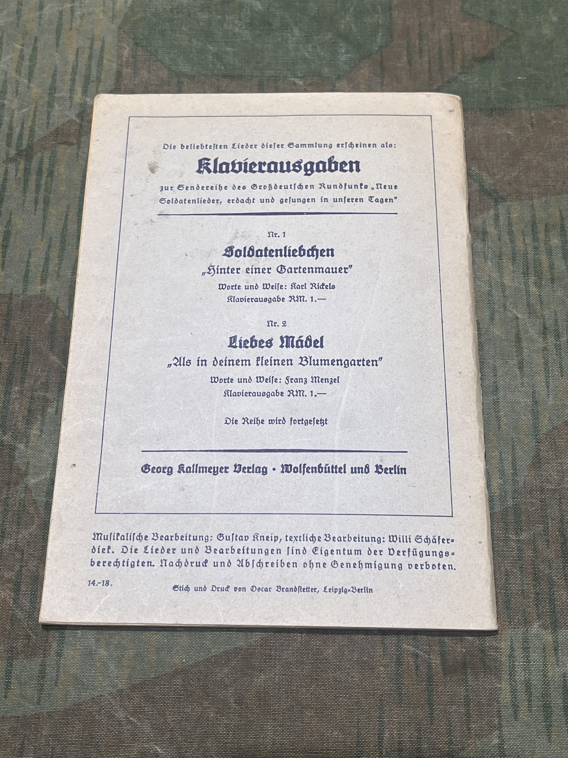 Original WW2 German "Das Lied Der Front" Songbook Dated 1940 - Image 7