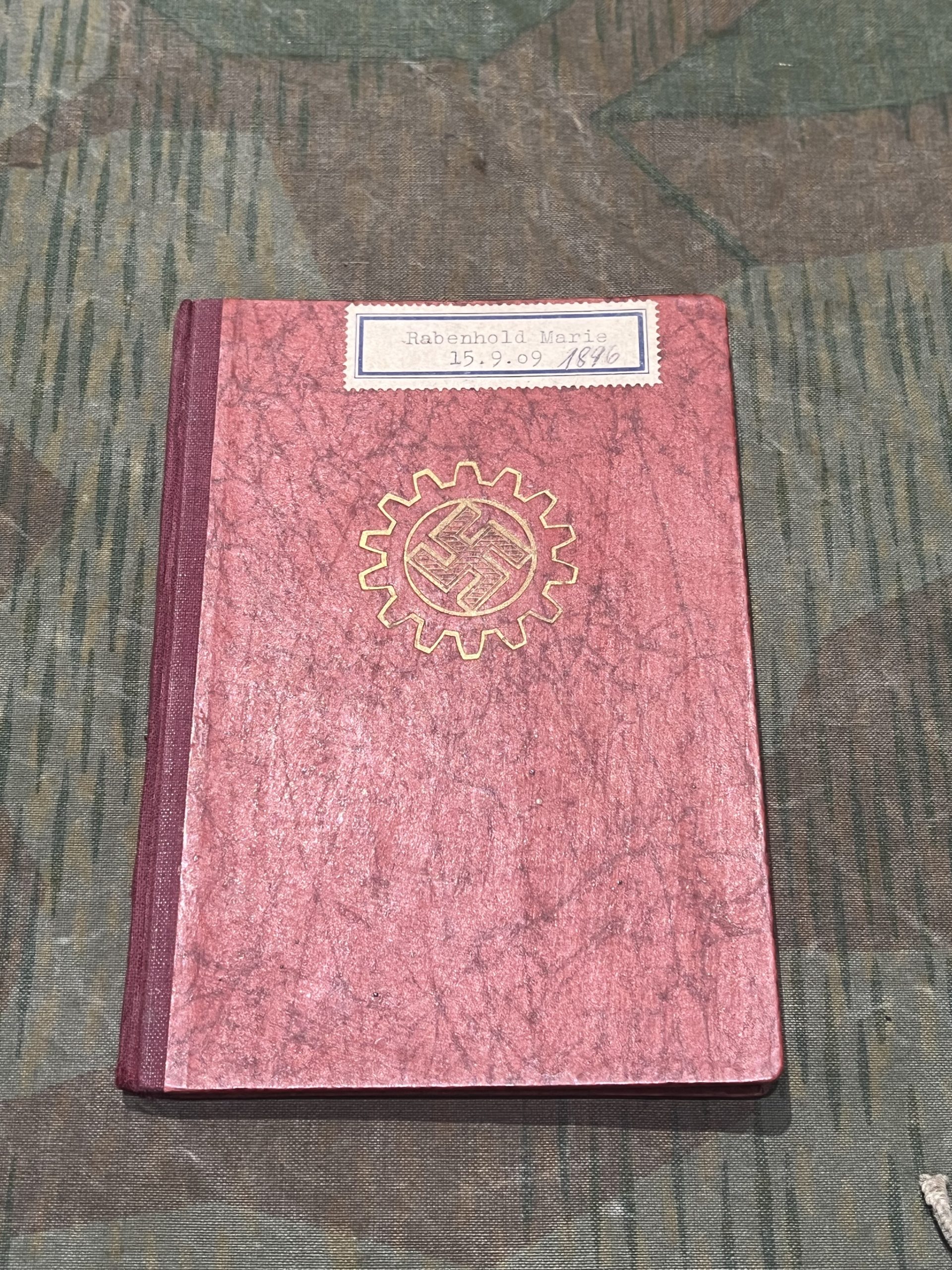 Original WW2 German Deutsche Arbeitsfront (DAF) Membership Book
