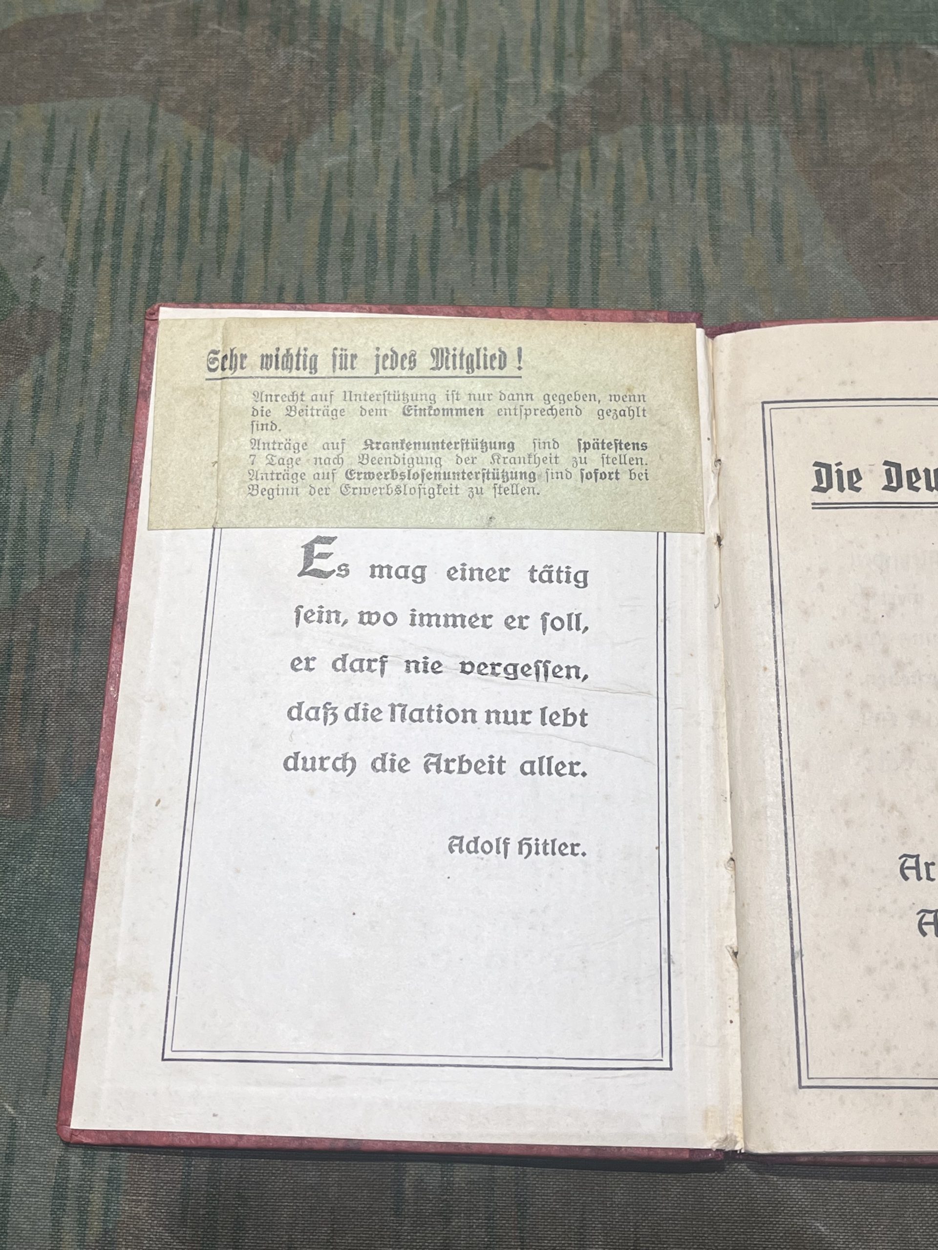 Original WW2 German Deutsche Arbeitsfront (DAF) Membership Book - Image 5