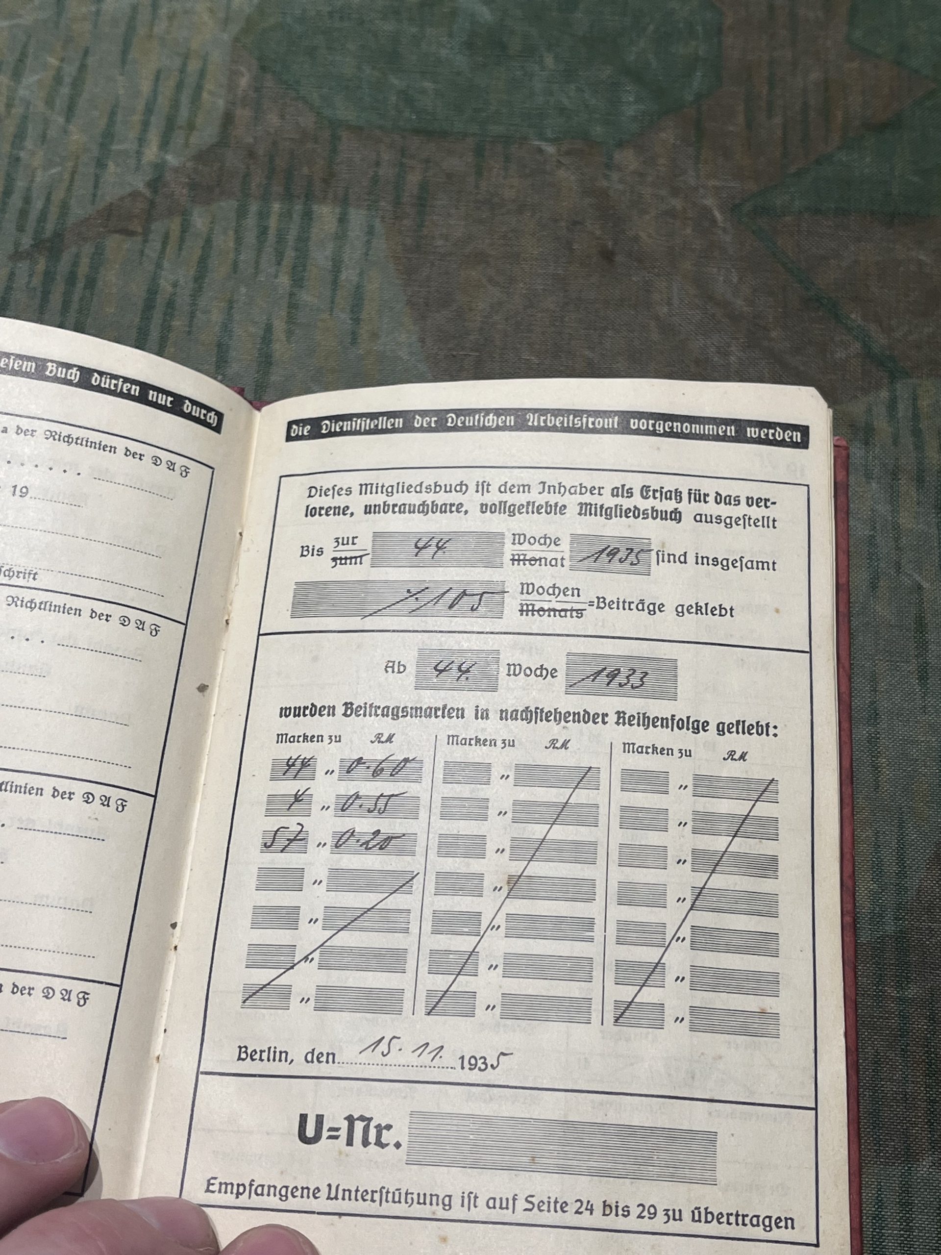 Original WW2 German Deutsche Arbeitsfront (DAF) Membership Book - Image 10