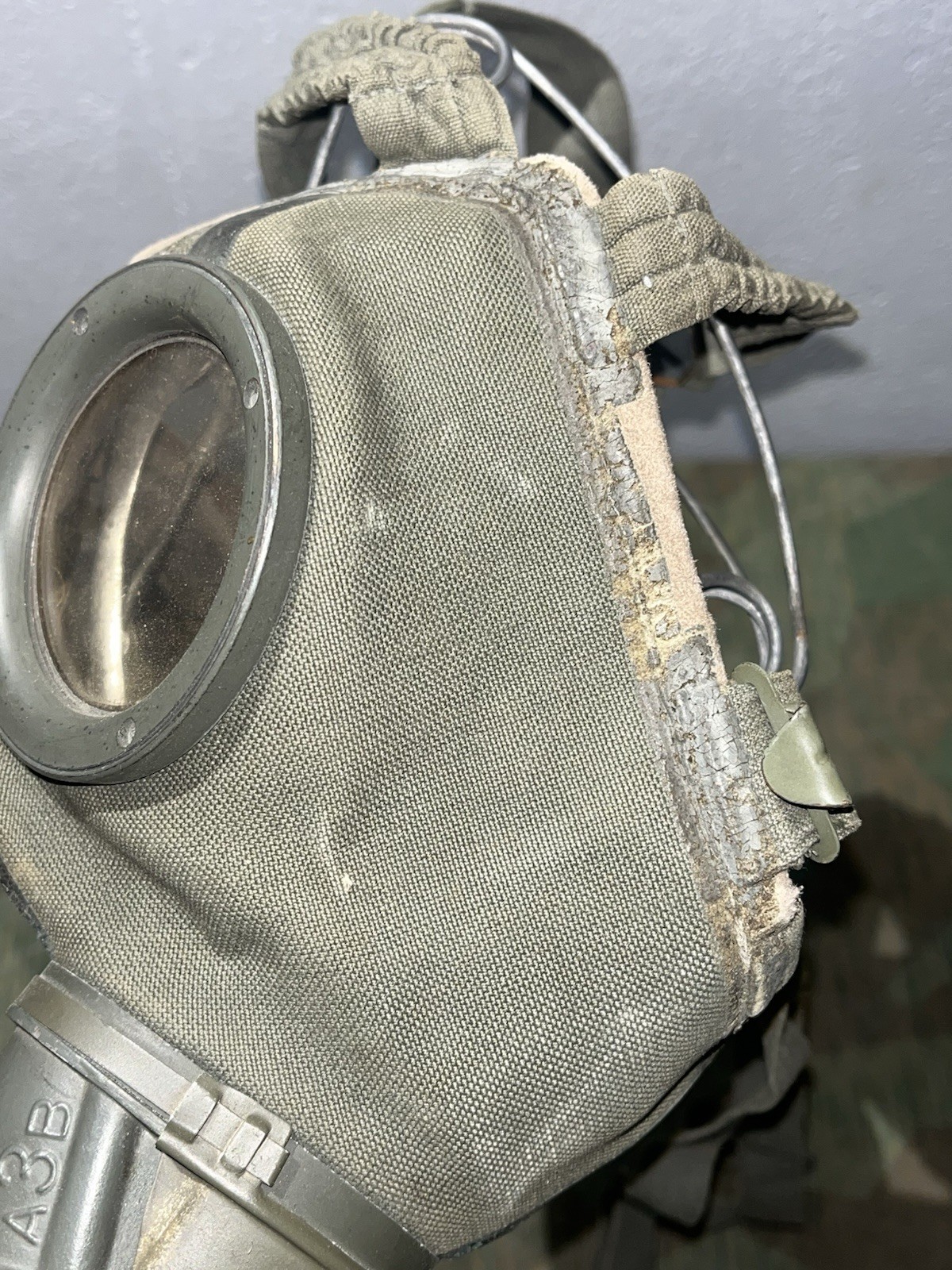 Original WW2 German GM30 Gas Mask, Filter, & Canister Marked 1935 - Image 4