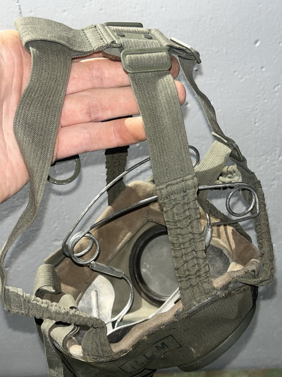 Original WW2 German GM30 Gas Mask, Filter, & Canister Marked 1935 - Image 9