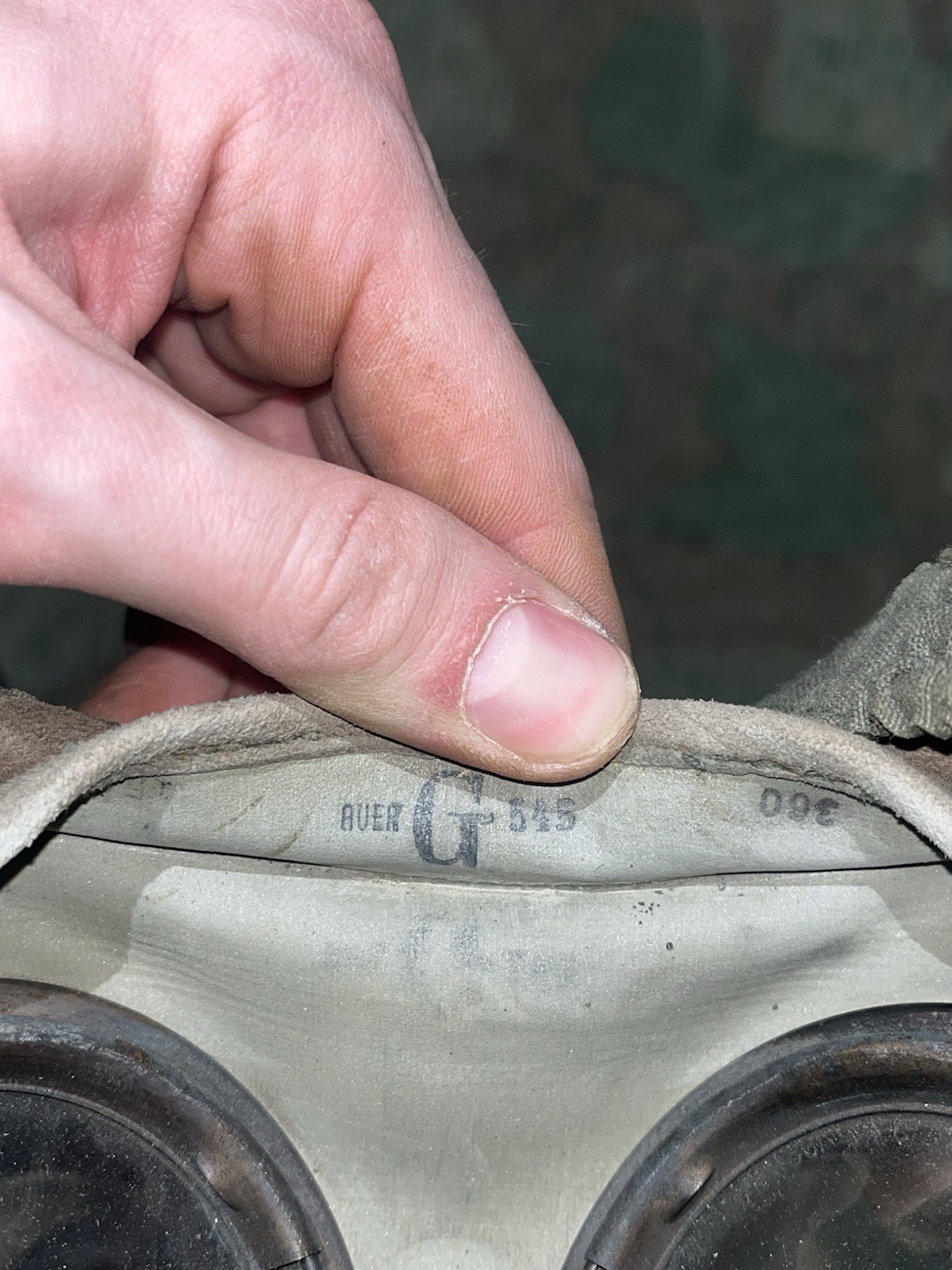 Original WW2 German GM30 Gas Mask, Filter, & Canister Marked 1935 - Image 12