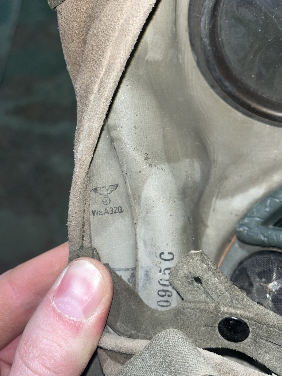 Original WW2 German GM30 Gas Mask, Filter, & Canister Marked 1935 - Image 14