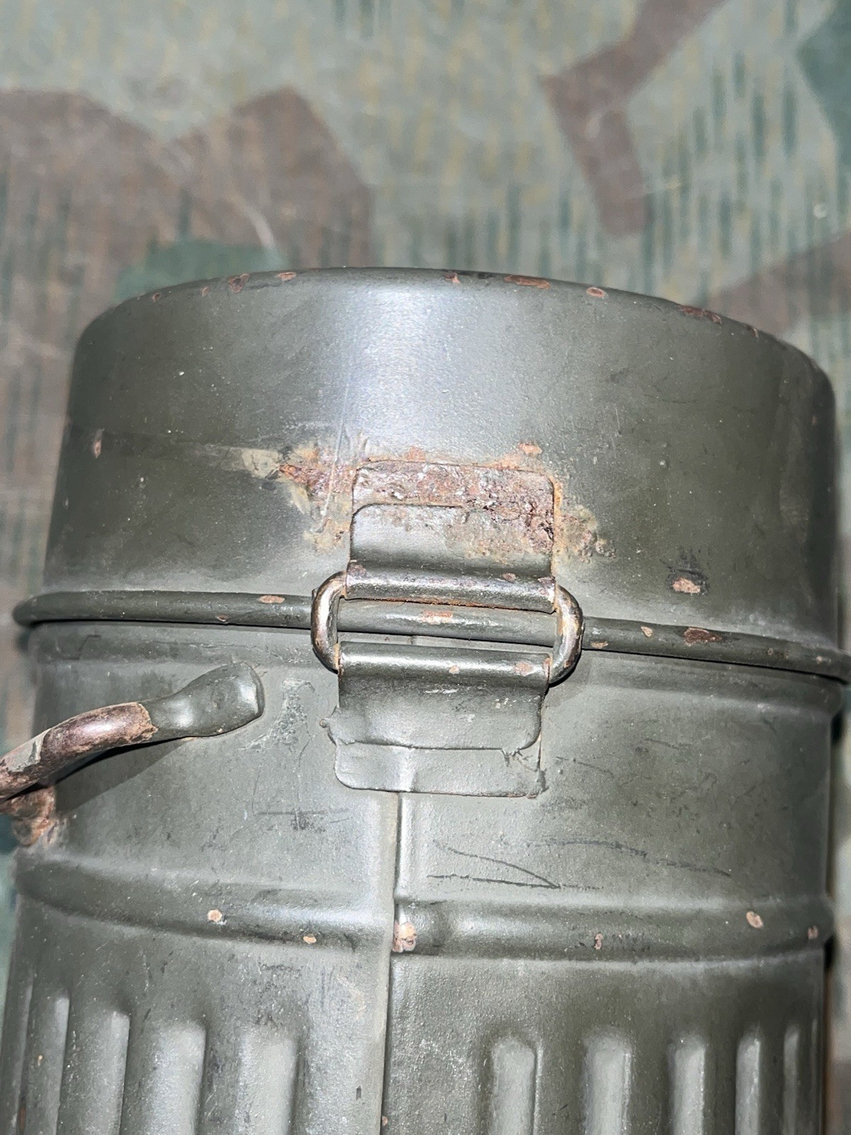 Original WW2 German GM30 Gas Mask, Filter, & Canister Marked 1935 - Image 19
