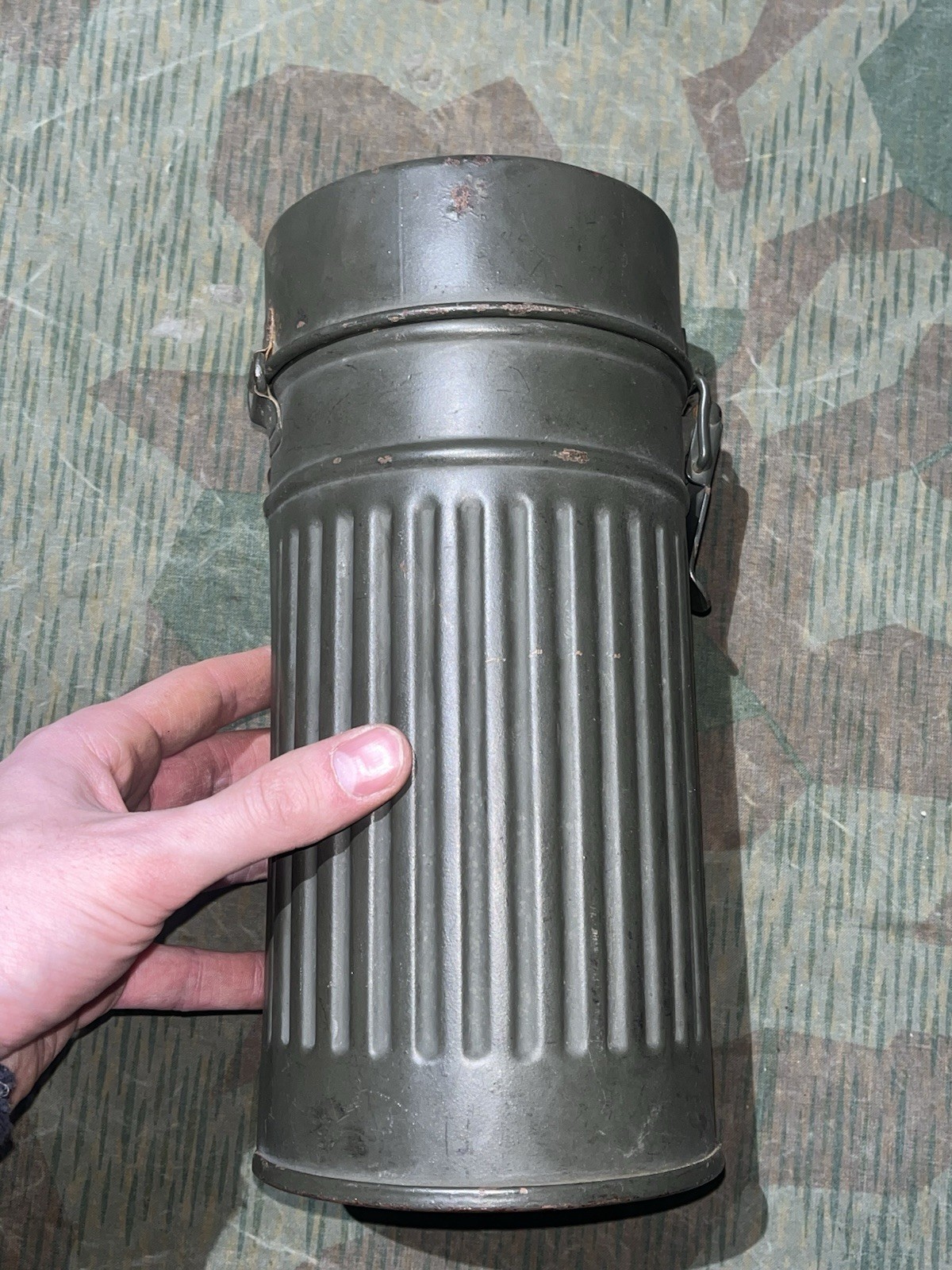 Original WW2 German GM30 Gas Mask, Filter, & Canister Marked 1935 - Image 20
