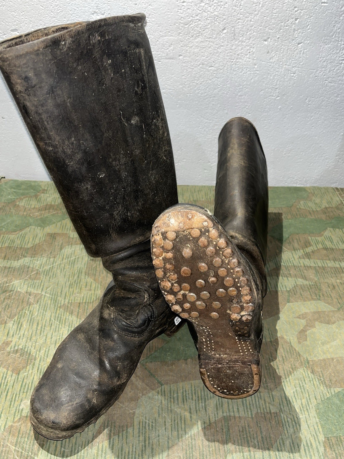 Size 8 Original WW2 German Uniform Combat / Marching Jack Boots w/ Hobnails