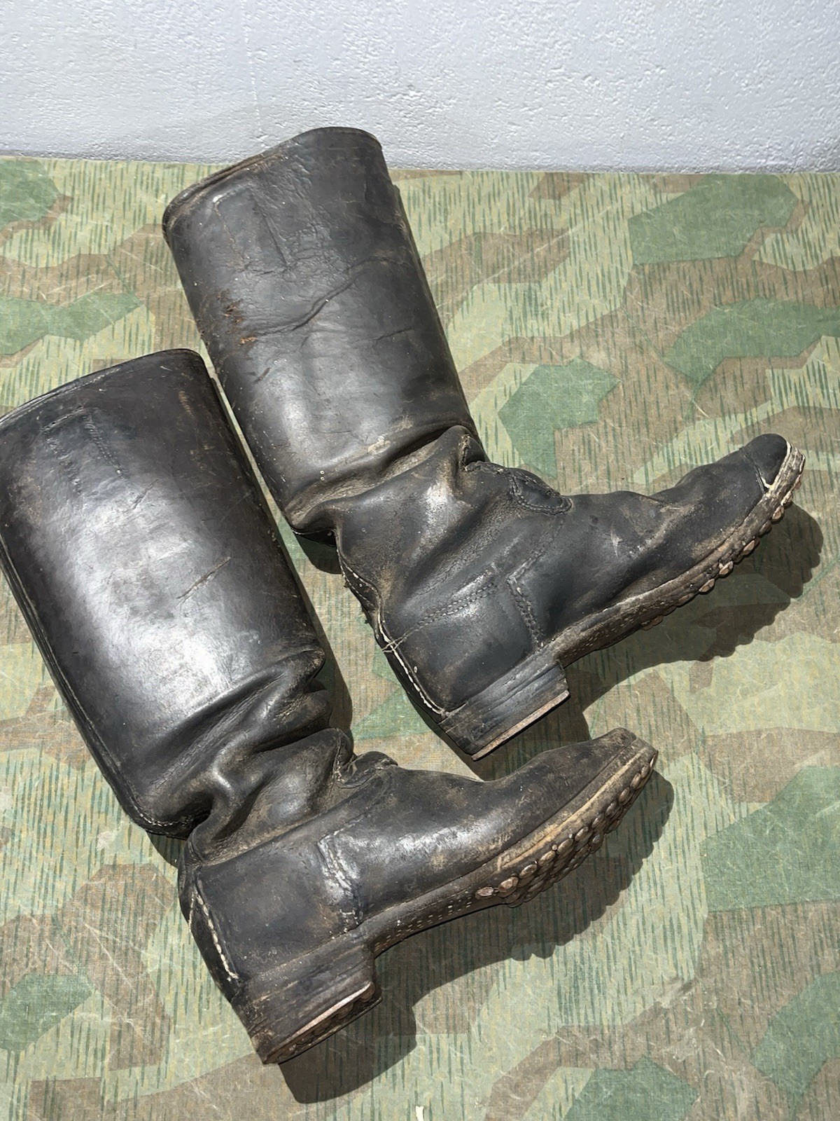 Size 8 Original WW2 German Uniform Combat / Marching Jack Boots w/ Hobnails - Image 9
