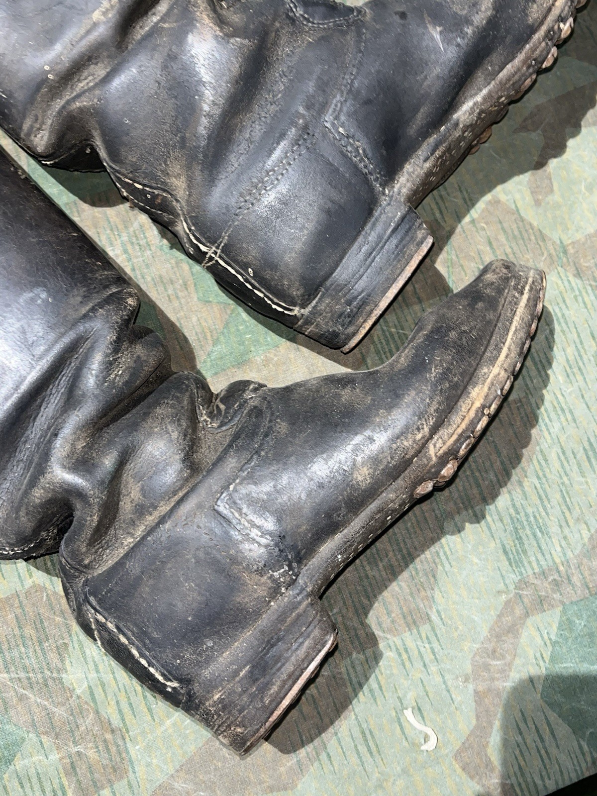 Size 8 Original WW2 German Uniform Combat / Marching Jack Boots w/ Hobnails - Image 11