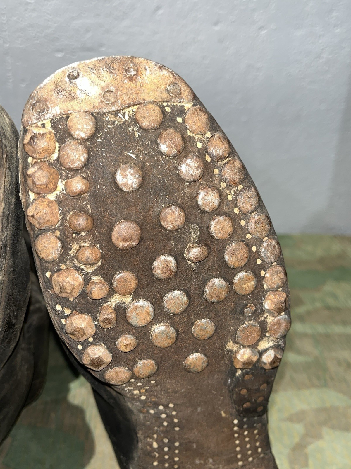 Size 8 Original WW2 German Uniform Combat / Marching Jack Boots w/ Hobnails - Image 23