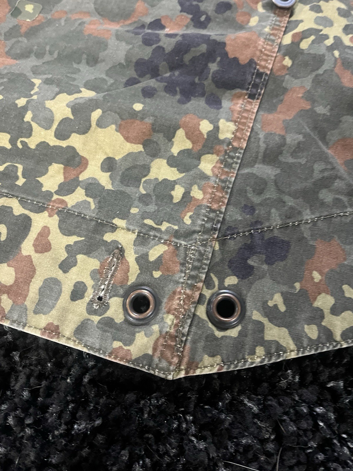 Post WW2 German Bundeswehr Flecktarn Camo Zeltbahn Poncho Tent Original - Image 7