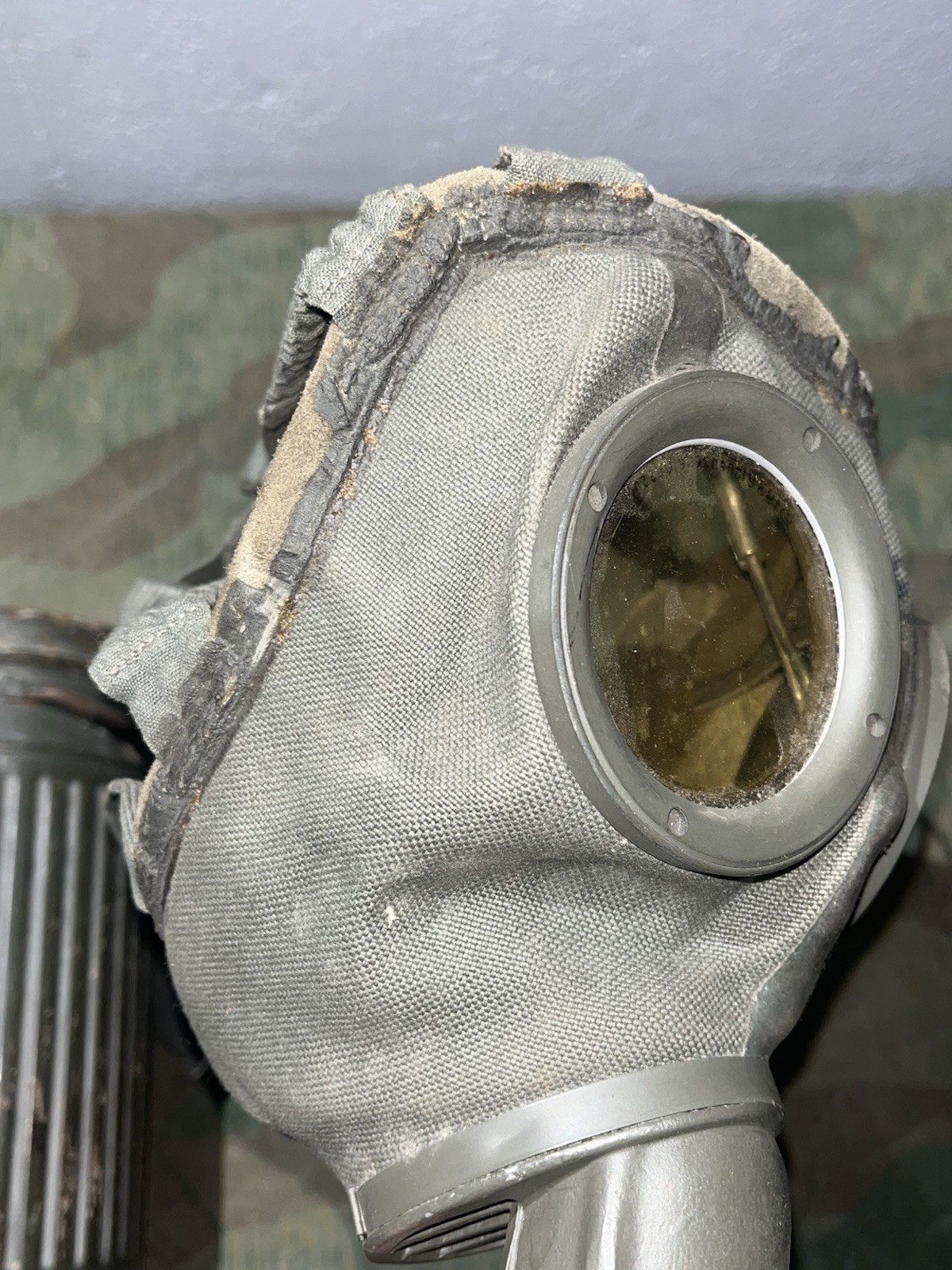 Original WW2 German GM30 Gas Mask, Filter, & Canister Marked EBU 1943 - Image 3