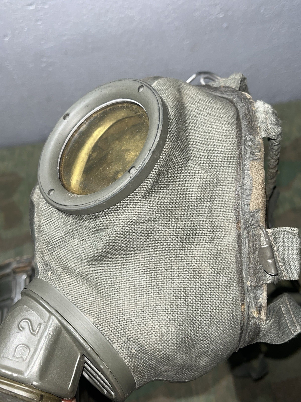 Original WW2 German GM30 Gas Mask, Filter, & Canister Marked EBU 1943 - Image 4