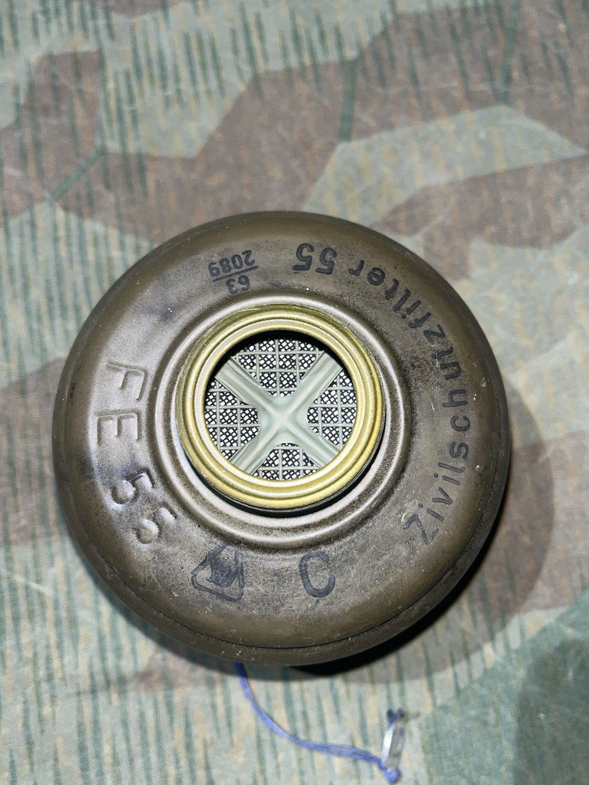 Original WW2 German GM30 Gas Mask, Filter, & Canister Marked EBU 1943 - Image 6