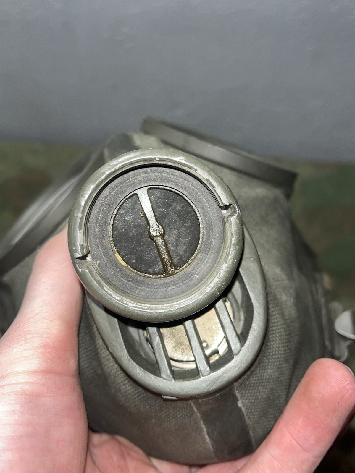 Original WW2 German GM30 Gas Mask, Filter, & Canister Marked EBU 1943 - Image 7
