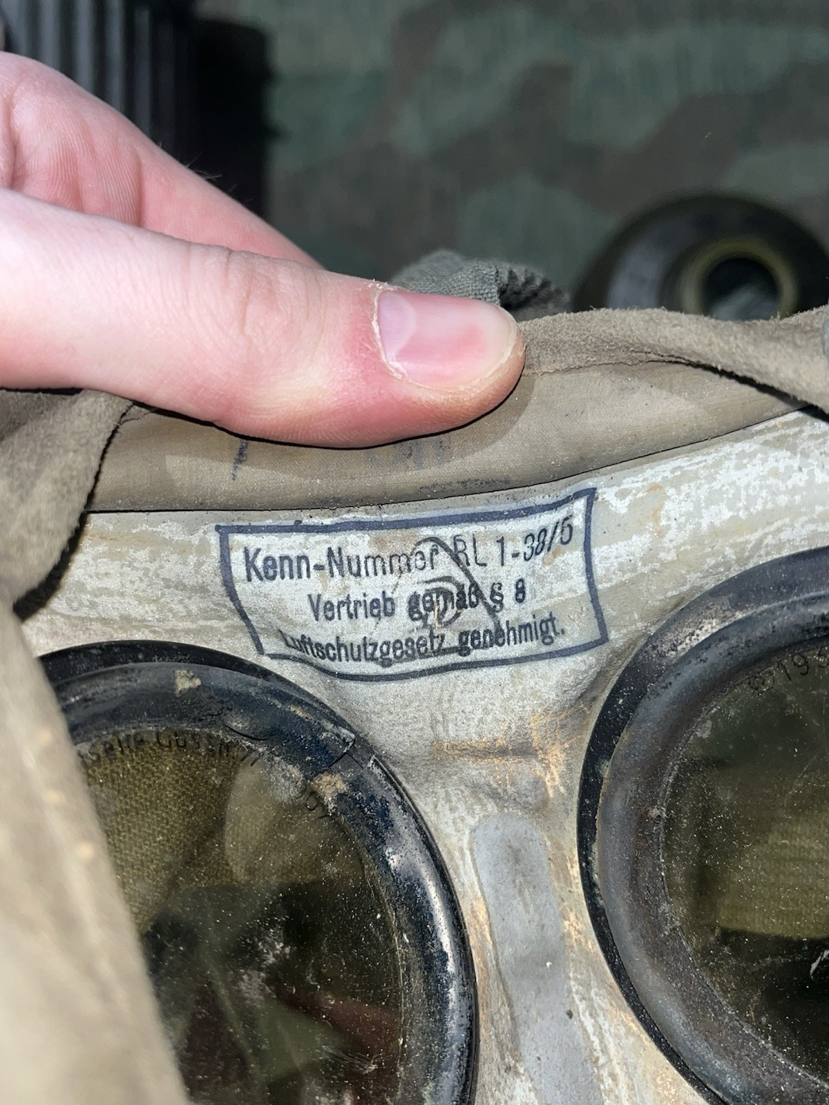 Original WW2 German GM30 Gas Mask, Filter, & Canister Marked EBU 1943 - Image 9