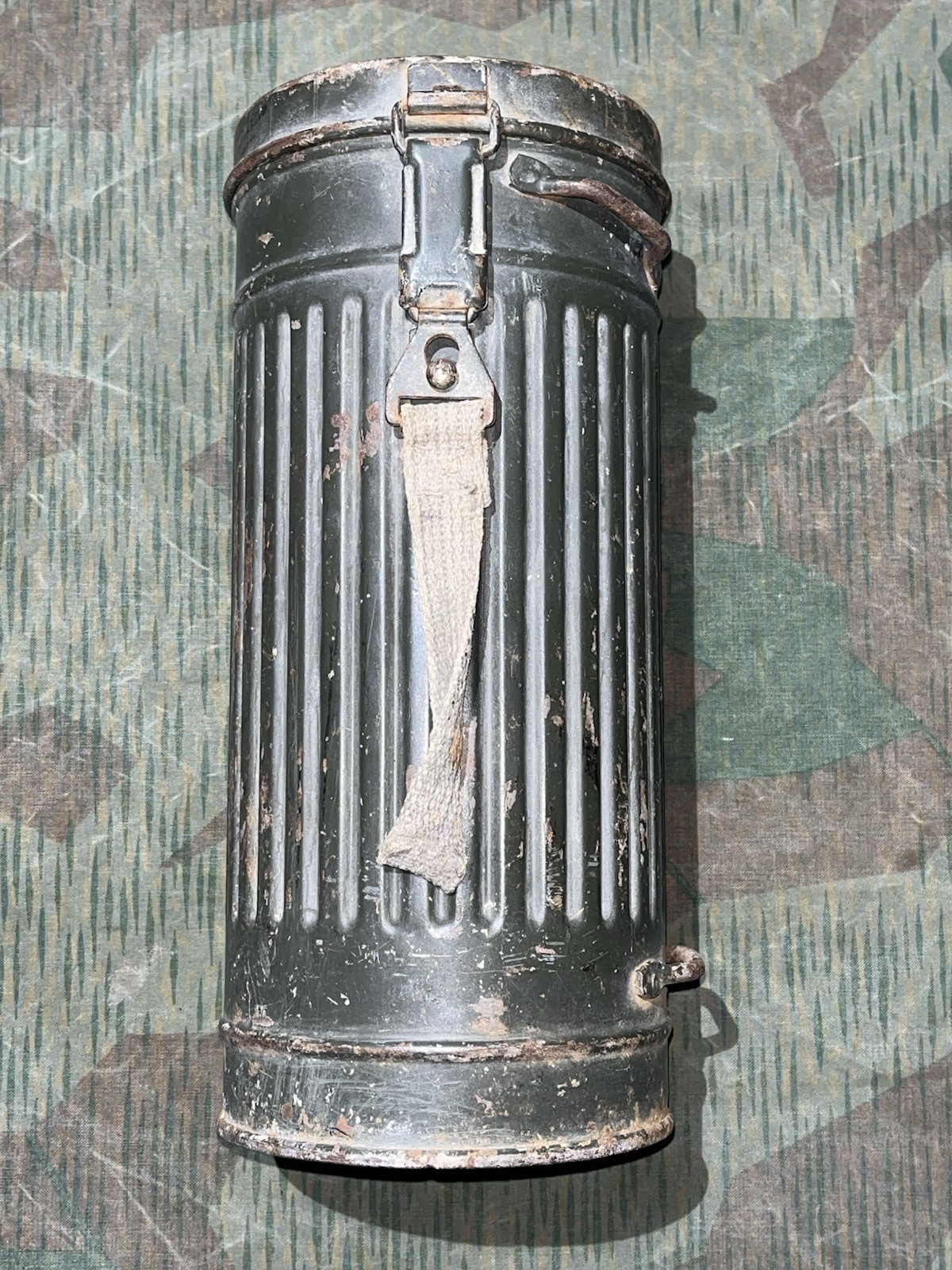 Original WW2 German GM30 Gas Mask, Filter, & Canister Marked EBU 1943 - Image 13