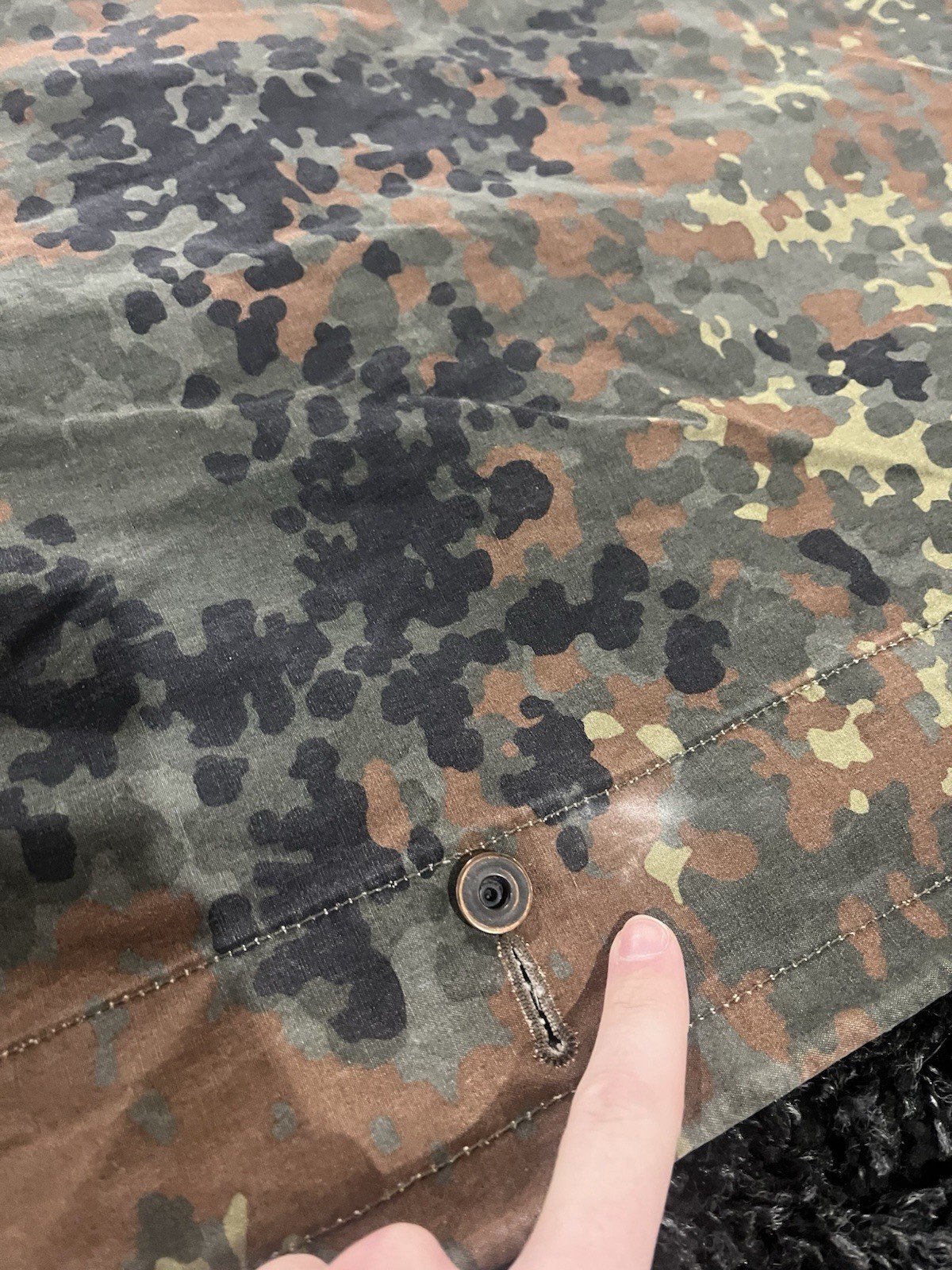 Post WW2 German Bundeswehr Flecktarn Camo Zeltbahn Poncho Tent Original - Image 9