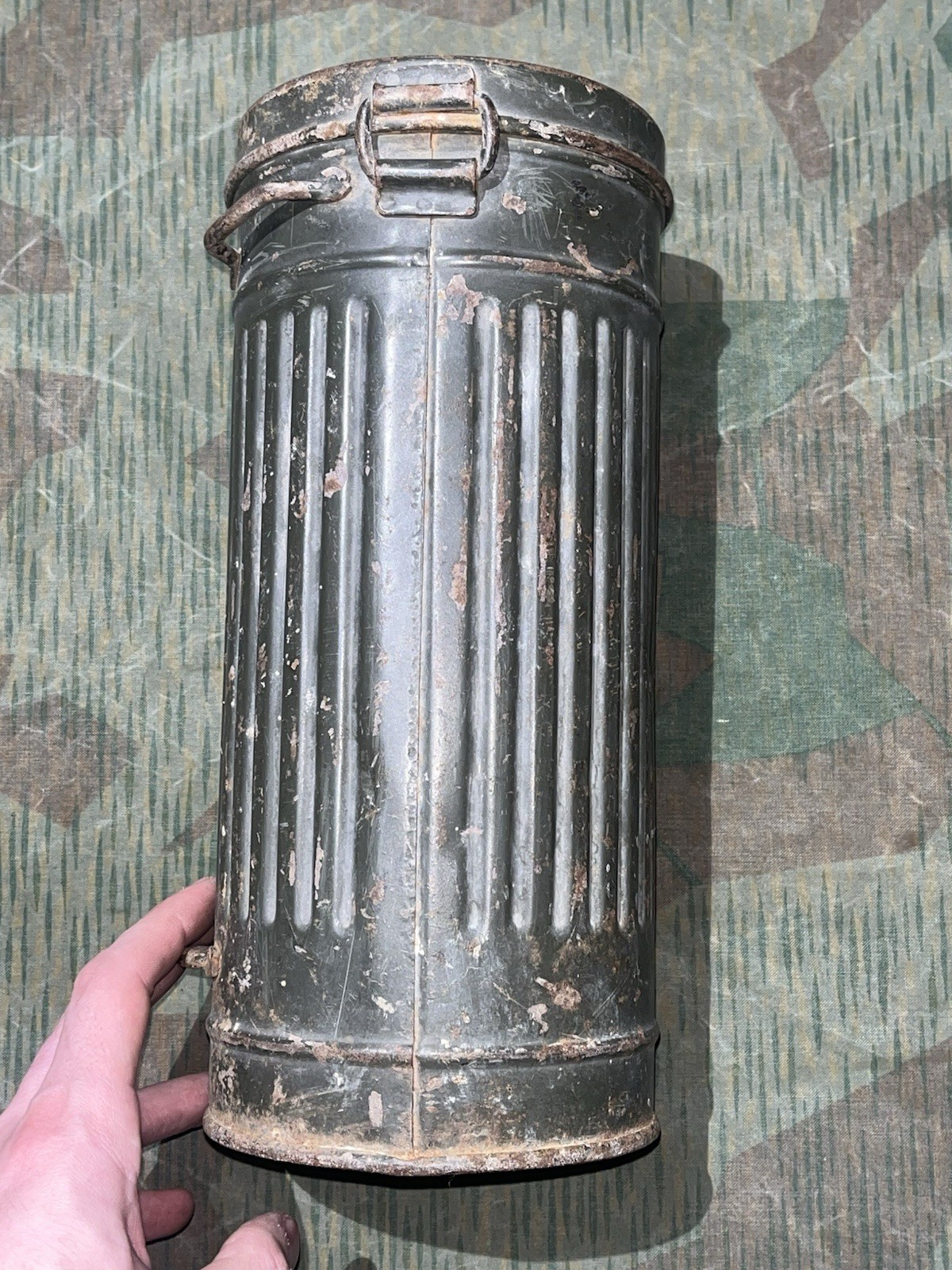 Original WW2 German GM30 Gas Mask, Filter, & Canister Marked EBU 1943 - Image 19