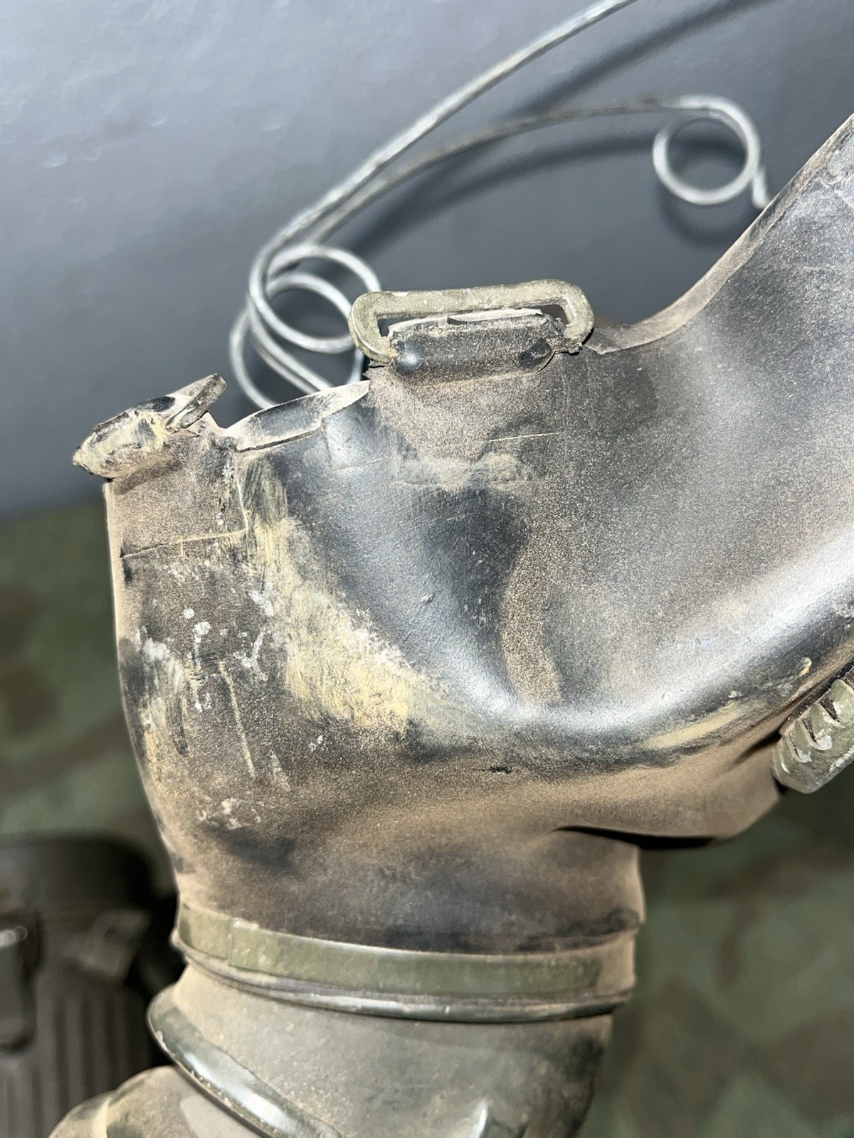 Original WW2 German GM38 Gas Mask, Filter, & Canister Marked Draeger 1939 - Image 3