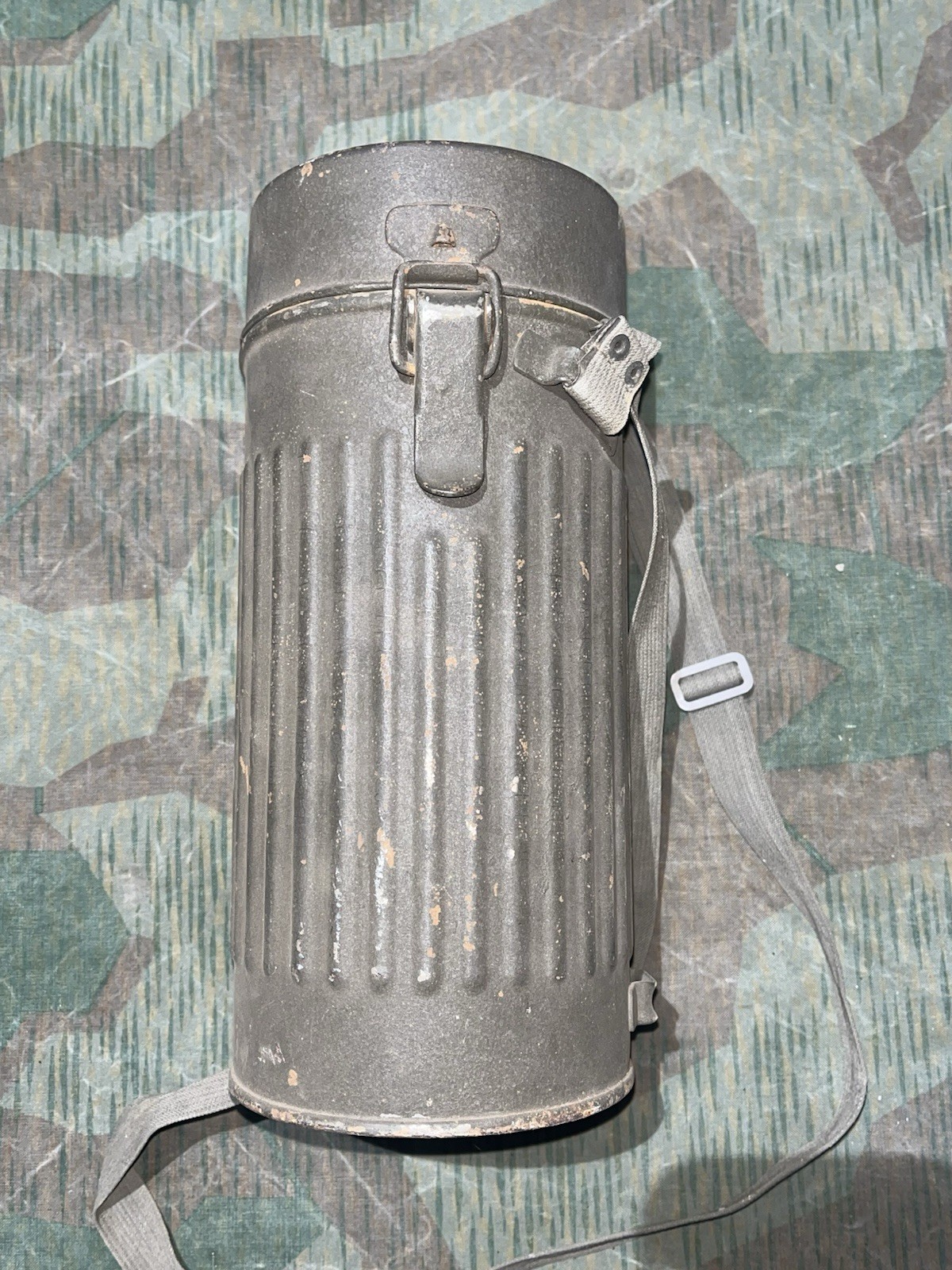 Original WW2 German GM38 Gas Mask, Filter, & Canister Marked Draeger 1939 - Image 10