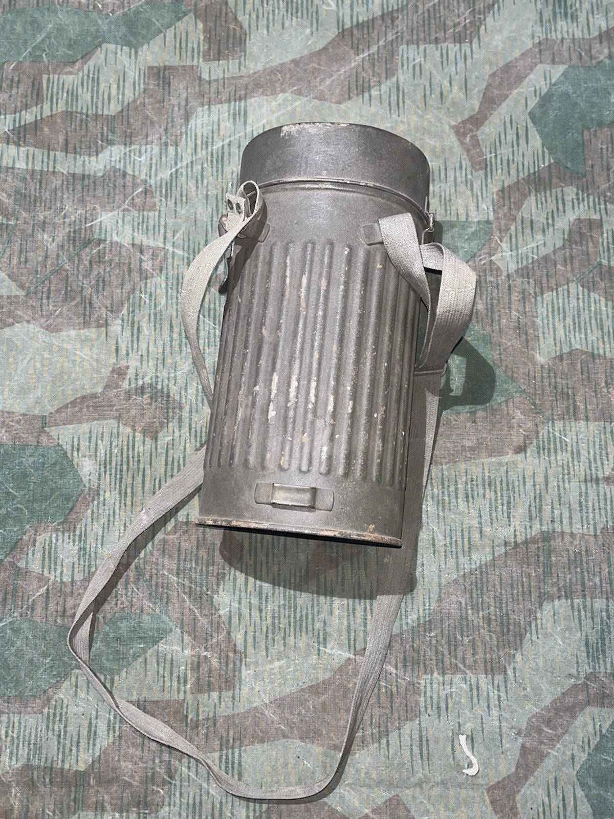 Original WW2 German GM38 Gas Mask, Filter, & Canister Marked Draeger 1939 - Image 13