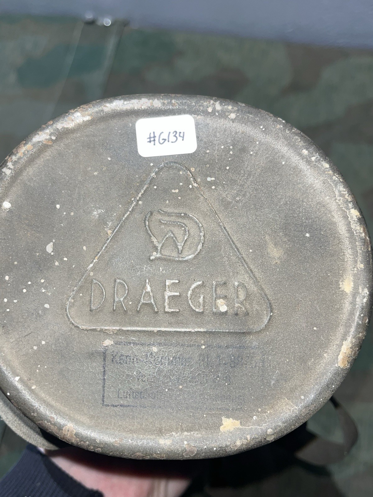 Original WW2 German GM38 Gas Mask, Filter, & Canister Marked Draeger 1939 - Image 15