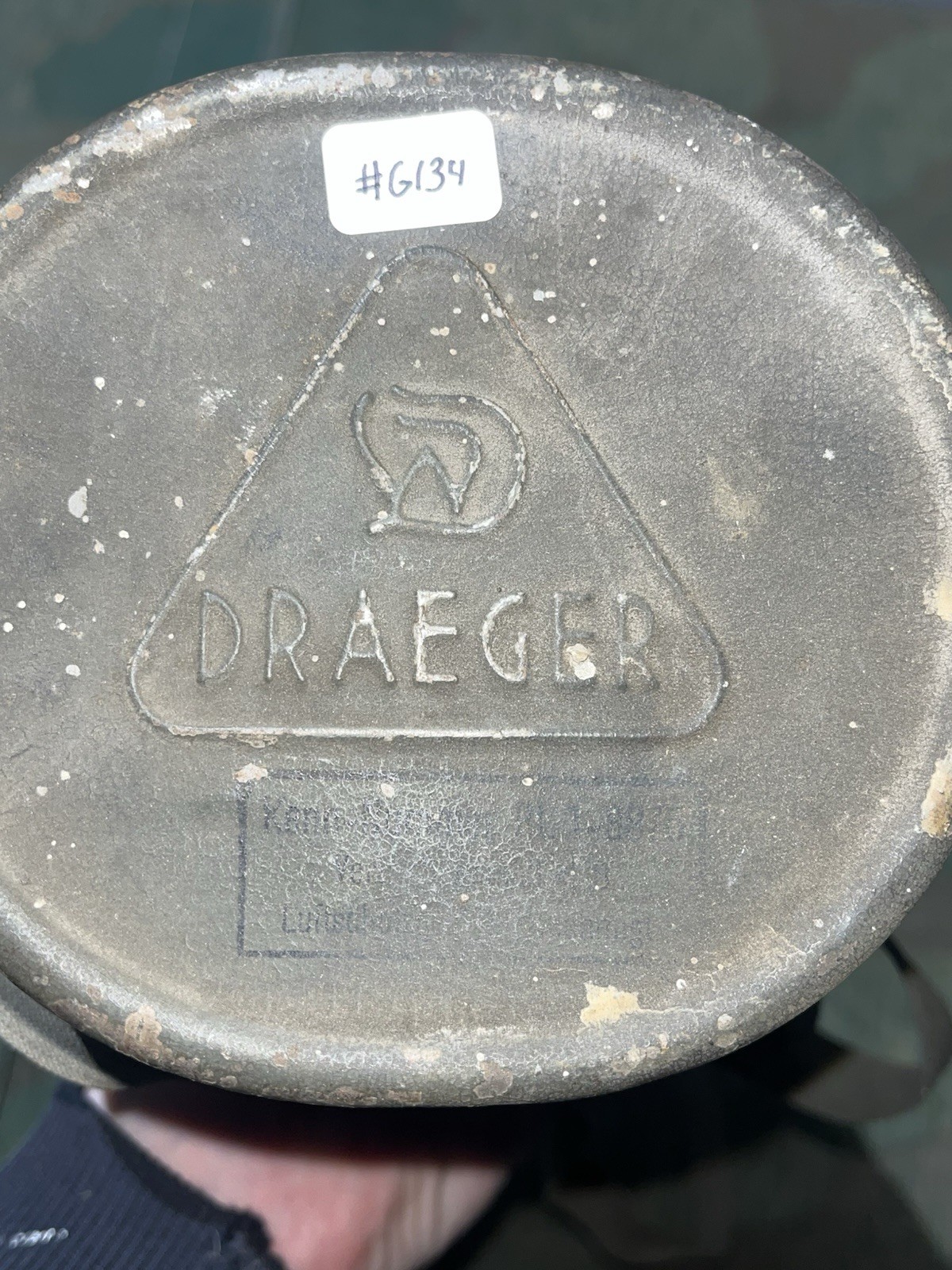 Original WW2 German GM38 Gas Mask, Filter, & Canister Marked Draeger 1939 - Image 16
