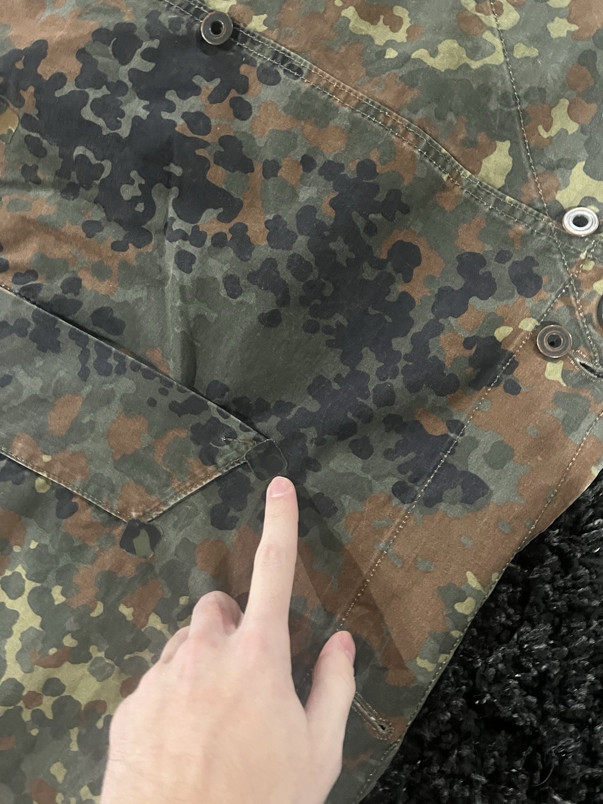 Post WW2 German Bundeswehr Flecktarn Camo Zeltbahn Poncho Tent Original - Image 13