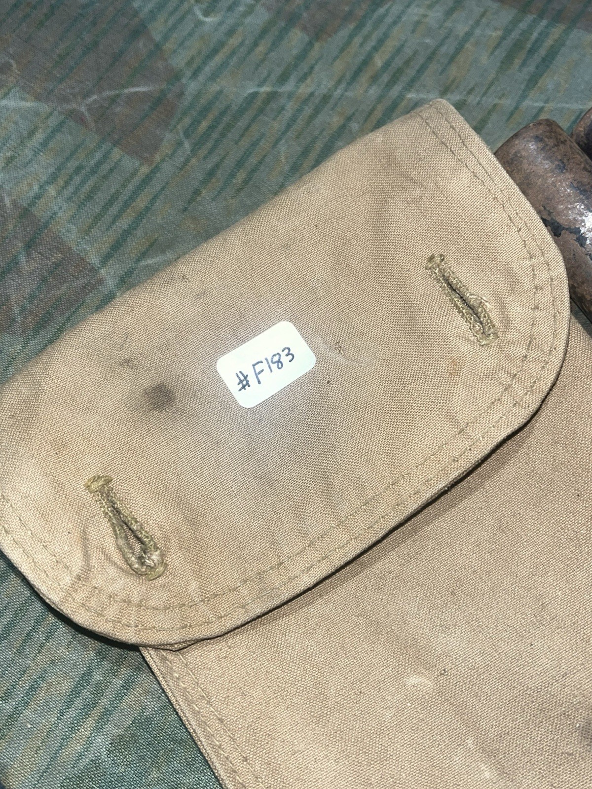Original WW1 / WW2 German Uniform Zeltbahn 3x Tent Poles, 2x Stakes, & Case Dated 1915/16 - Image 8