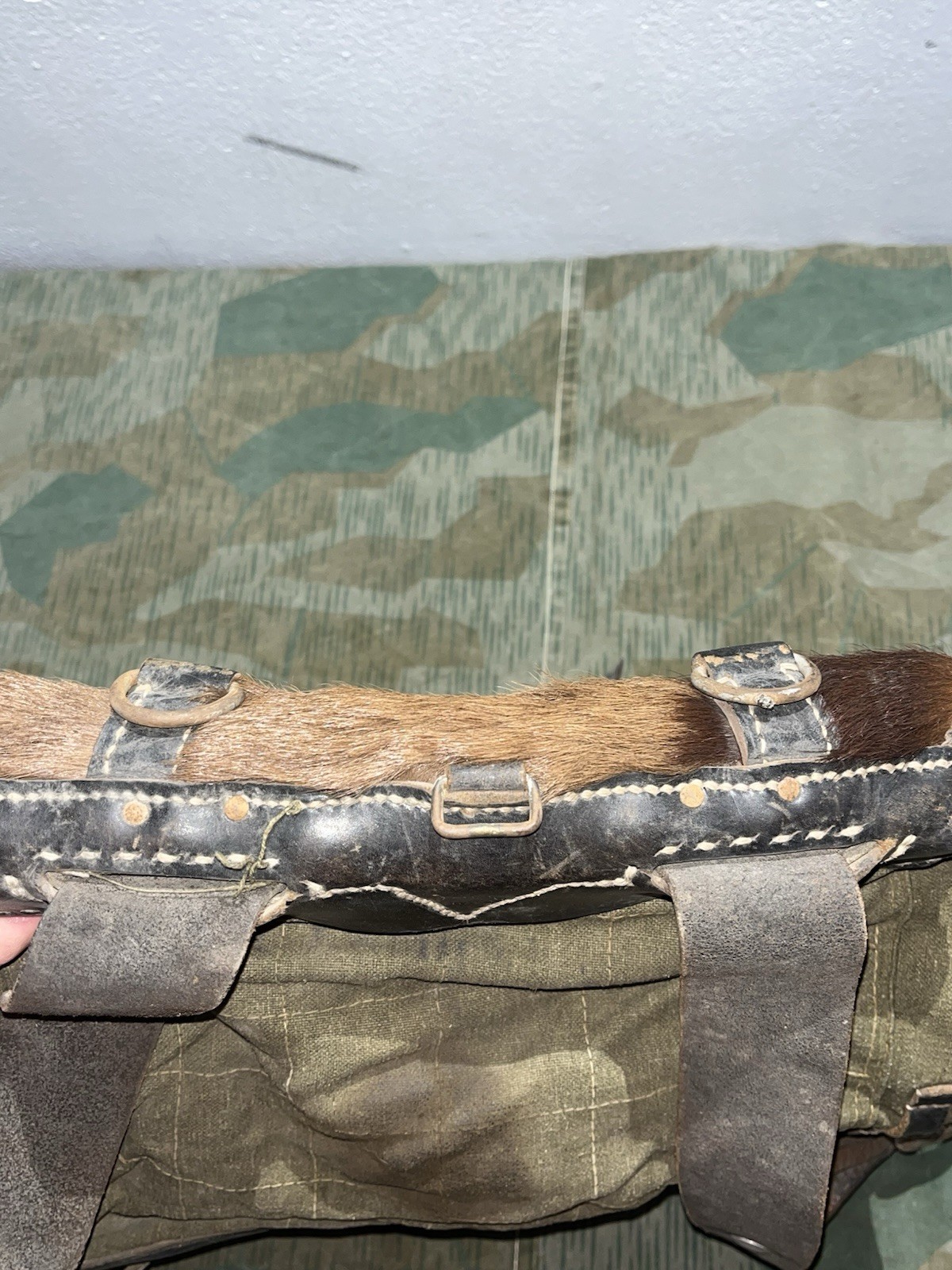 Original WW2 German Uniform M39 Pony Fur Tornister Backpack Marked 1942 - Image 7