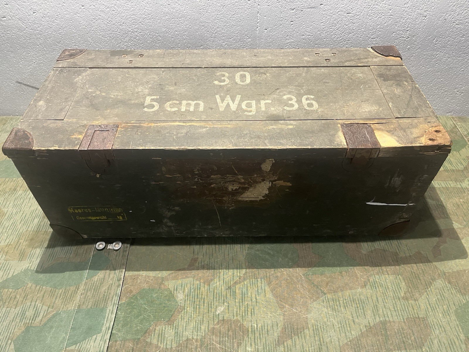 Original WW2 German Wehrmacht 5cm Wgr. 36 Mortar Munition Large Wood Crate Empty