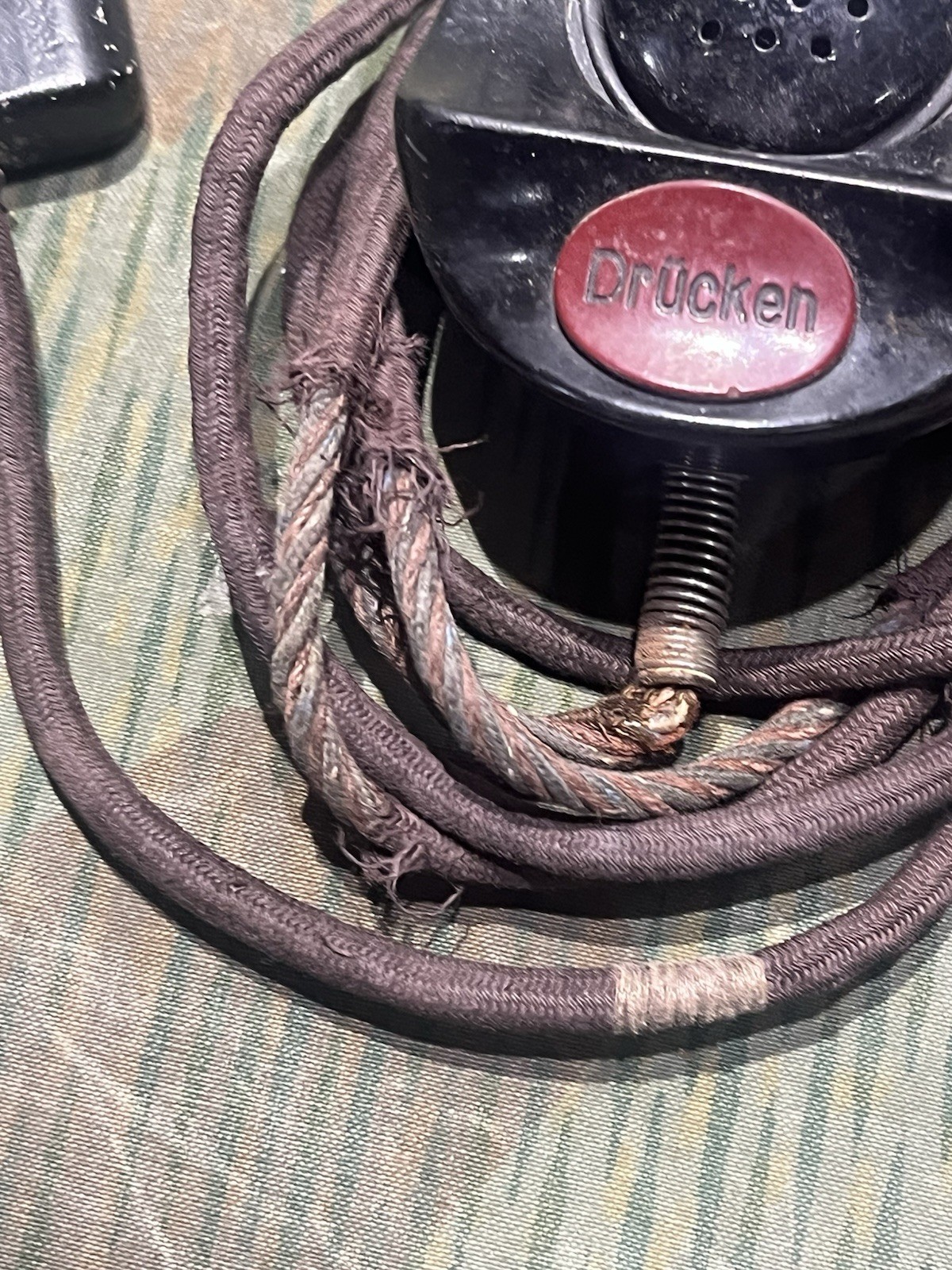 Original WW2 German Panzer Tank Hand Microphone Torn Radio Waffen Eagle Marked - Image 4