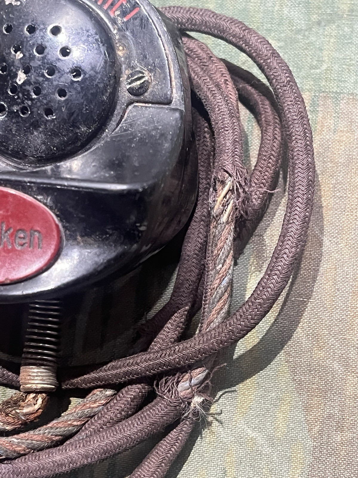 Original WW2 German Panzer Tank Hand Microphone Torn Radio Waffen Eagle Marked - Image 5