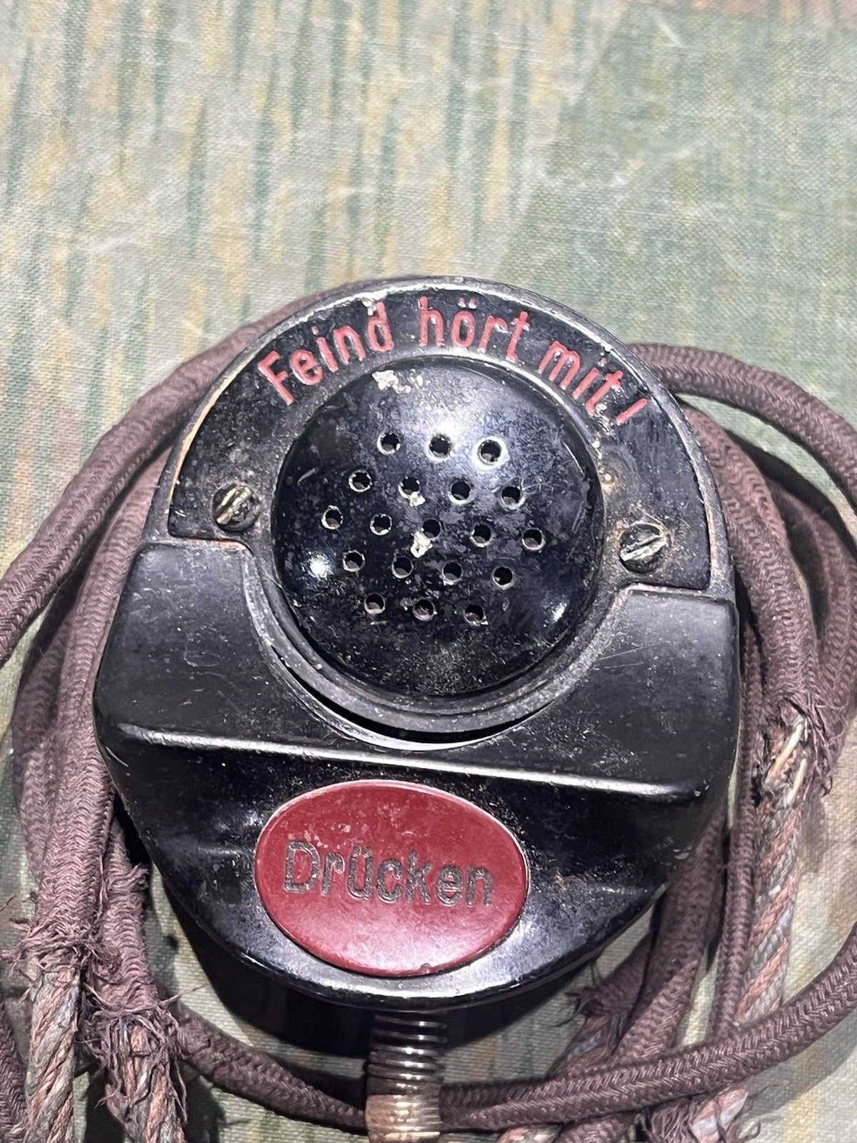 Original WW2 German Panzer Tank Hand Microphone Torn Radio Waffen Eagle Marked - Image 6