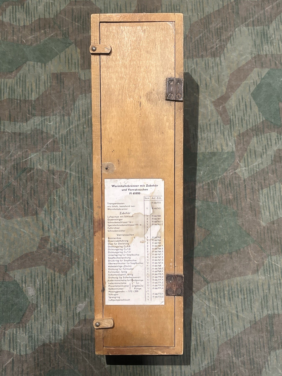 Original WW2 German Luftwaffe Warmhaltebrenner mit Zubehör Spare Parts Box